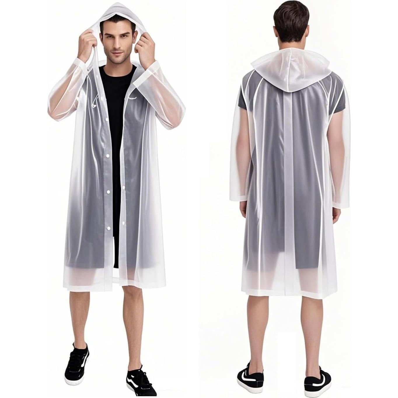 Ponchos de Lluvia Reutilizables EVA 2 Pcs Blancos para Adultos