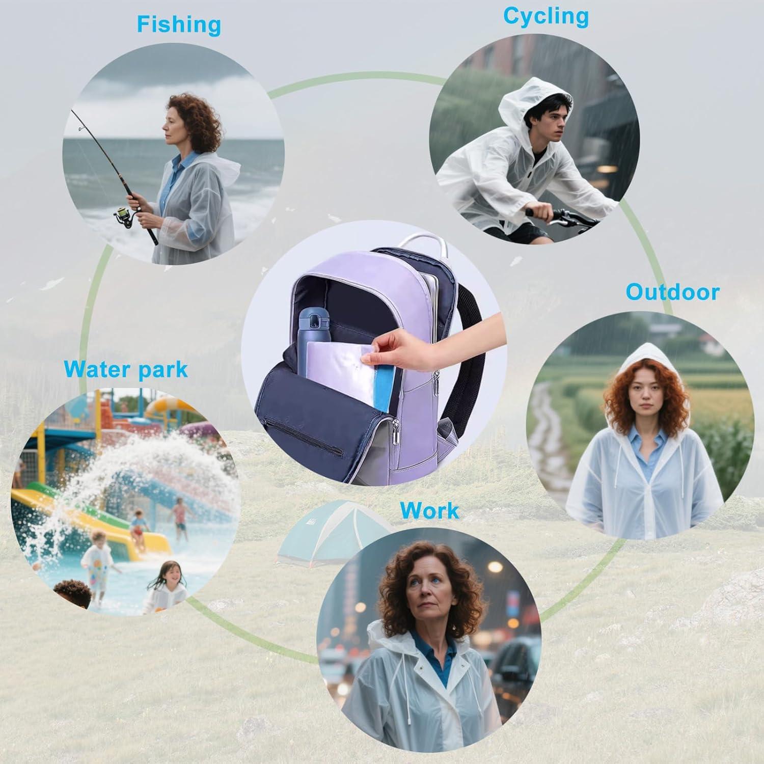 Ponchos de Lluvia Reutilizables EVA 2 Pcs Blancos para Adultos