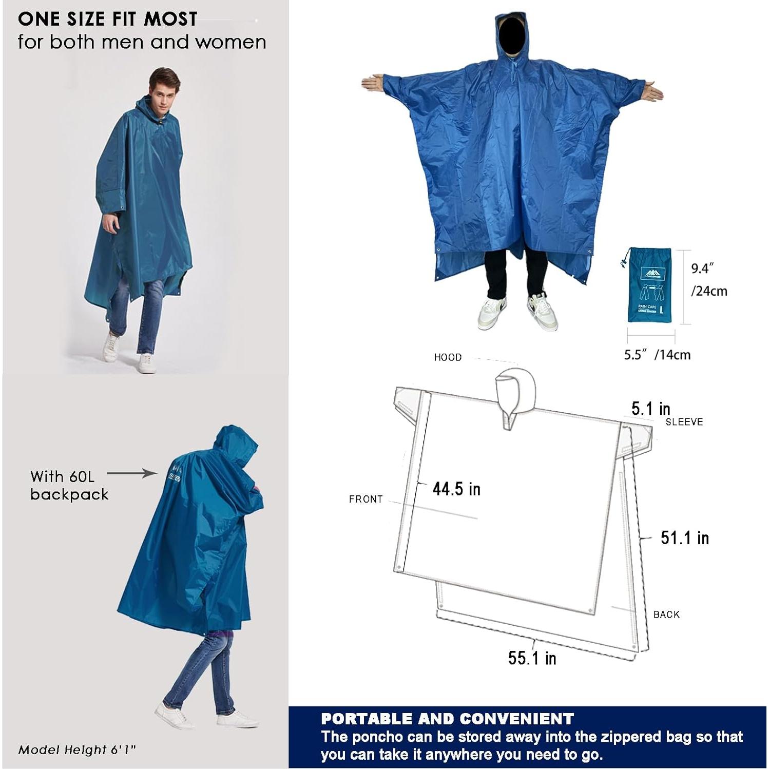 Poncho de Lluvia Impermeable Longsinger Adulto Azul Marino