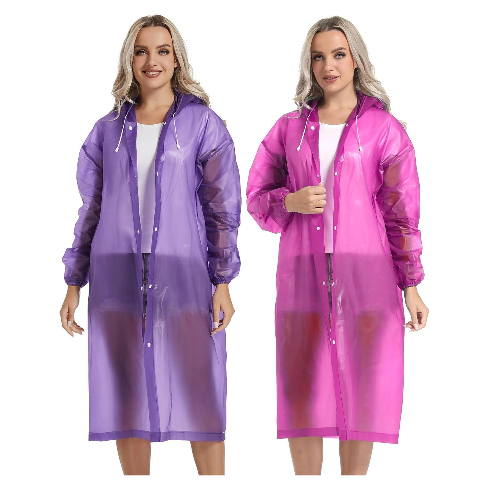 Ponchos de Lluvia Reutilizables Borogo 2PCS Unisex Adulto