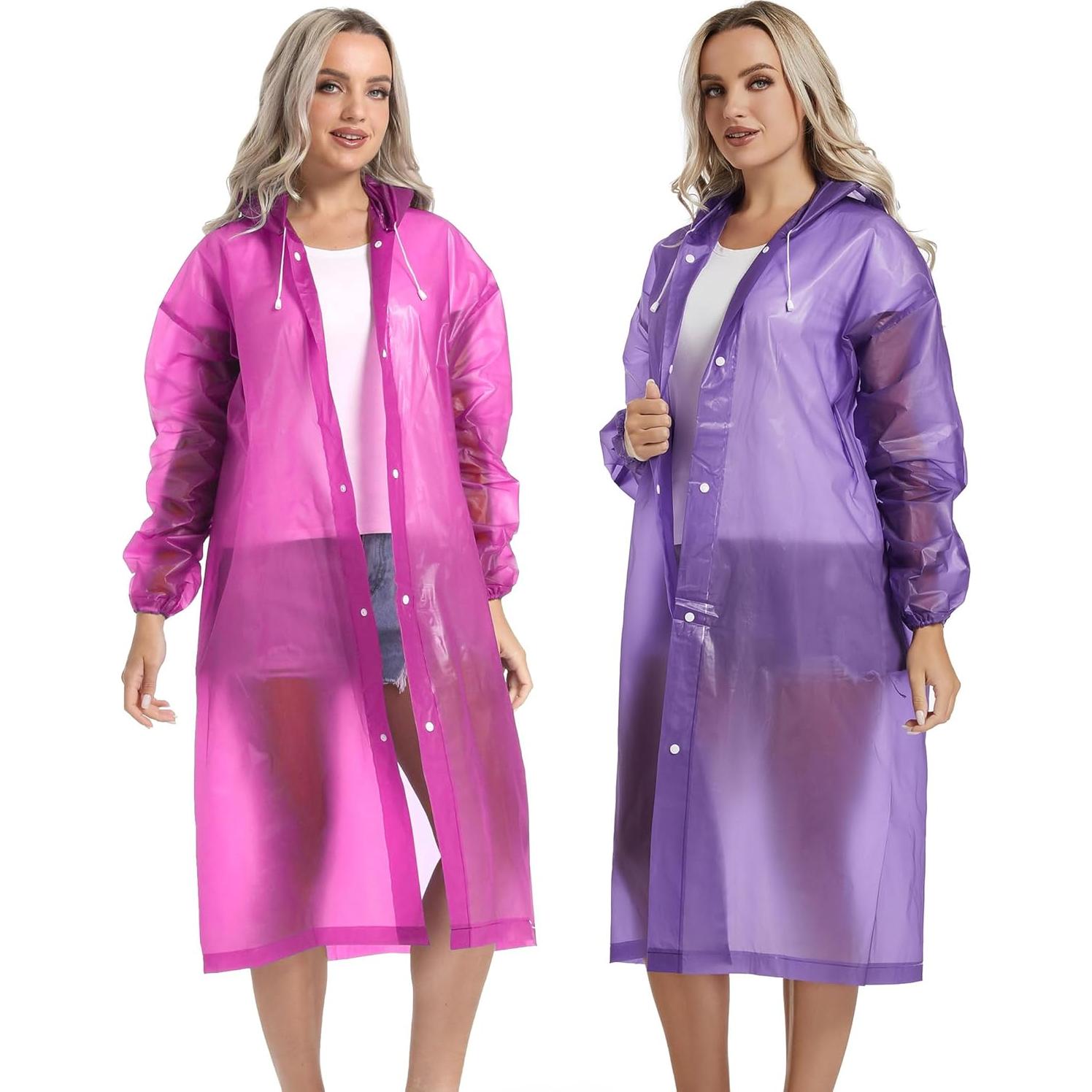 Ponchos de Lluvia Reutilizables Borogo 2PCS Unisex Adulto