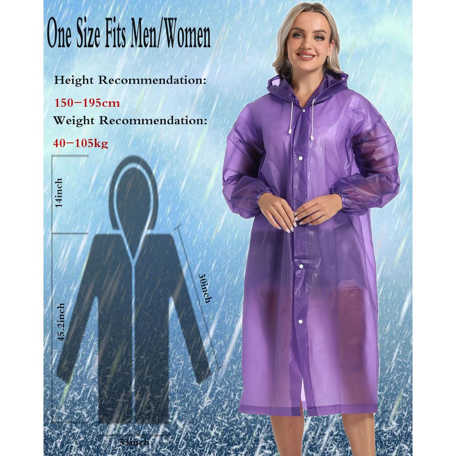 Ponchos de Lluvia Reutilizables Borogo 2PCS Unisex Adulto