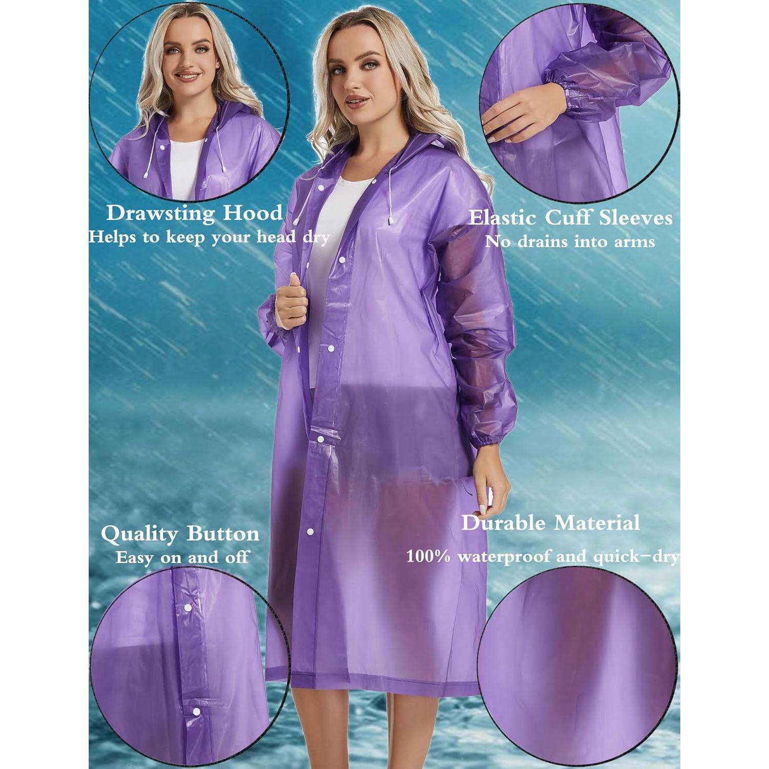 Ponchos de Lluvia Reutilizables Borogo 2PCS Unisex Adulto