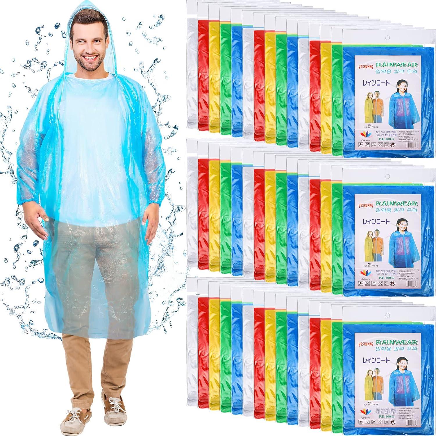 Ponchos de Lluvia Desechables Hercicy 300 Pcs Adultos Impermeables