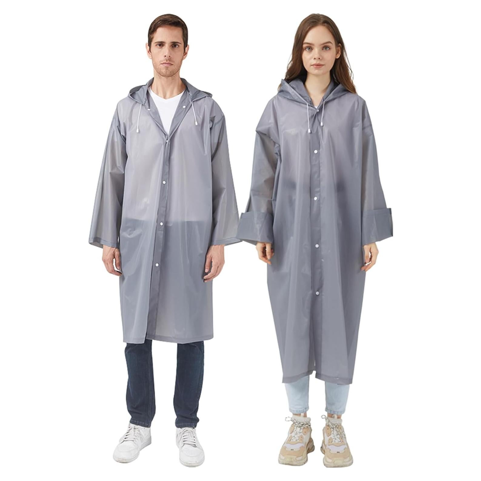 Ponchos de Lluvia Impermeables UPSEN Gris 2 Piezas para Adultos
