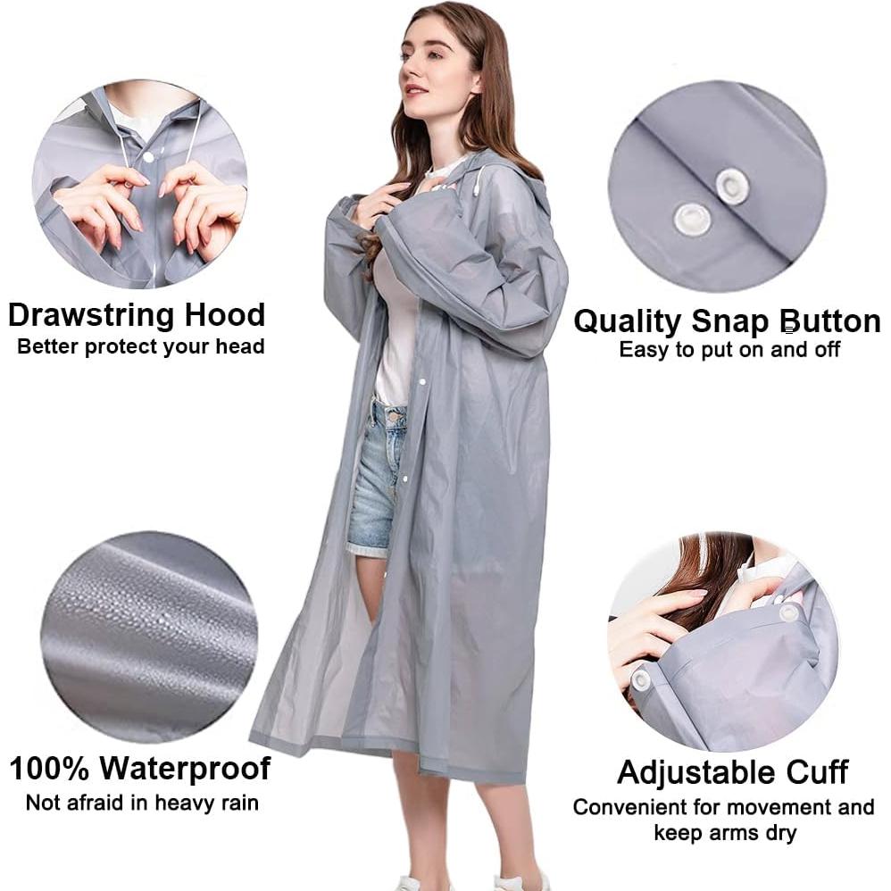 Ponchos de Lluvia Impermeables UPSEN Gris 2 Piezas para Adultos