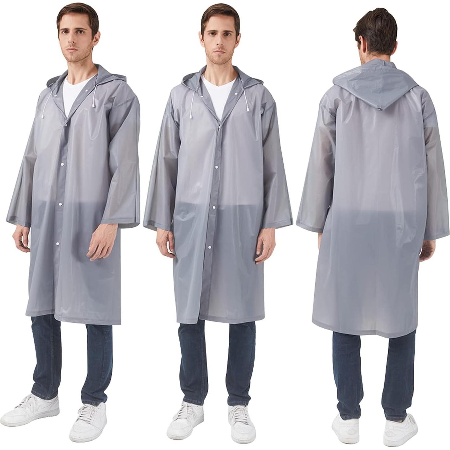 Ponchos de Lluvia Impermeables UPSEN Gris 2 Piezas para Adultos
