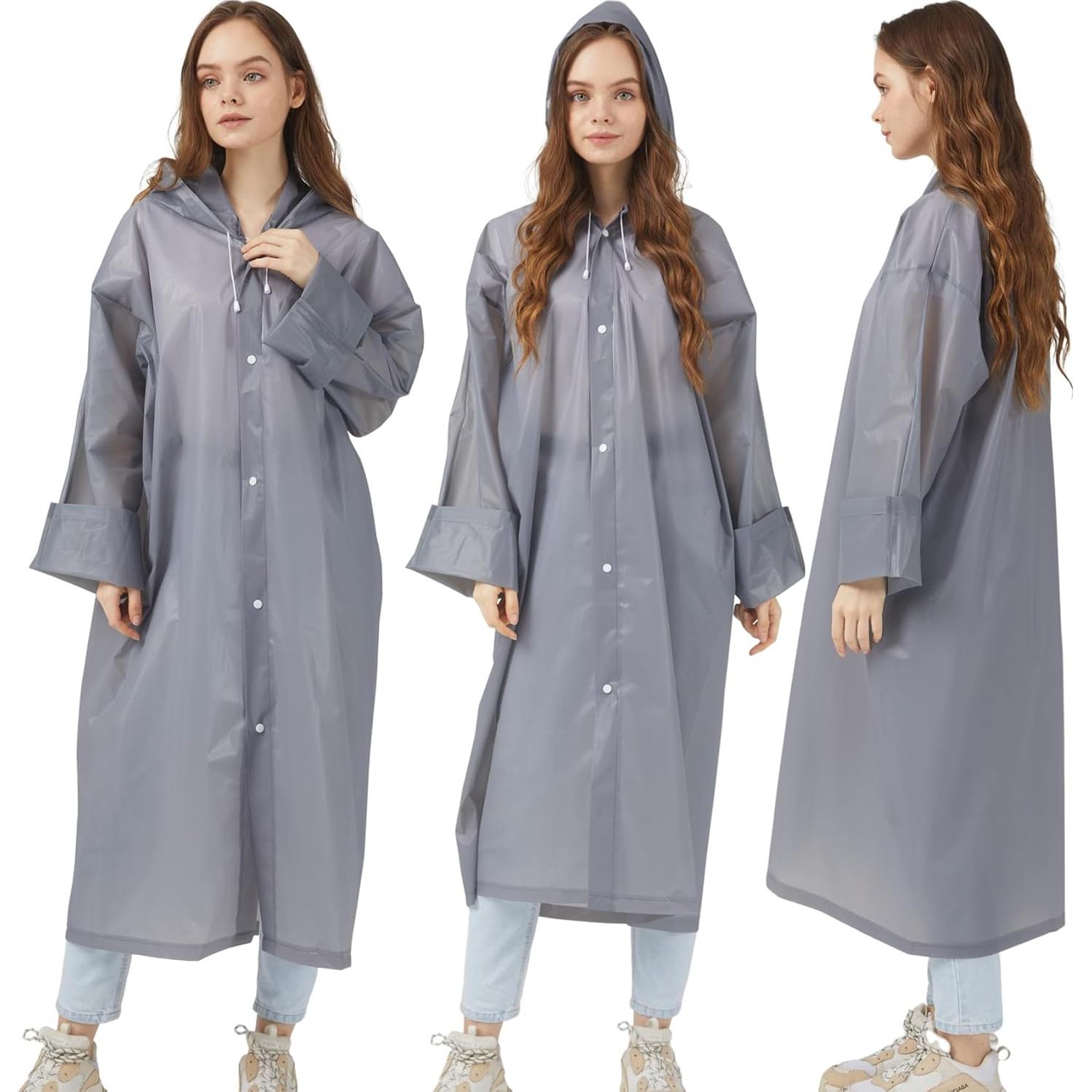 Ponchos de Lluvia Impermeables UPSEN Gris 2 Piezas para Adultos