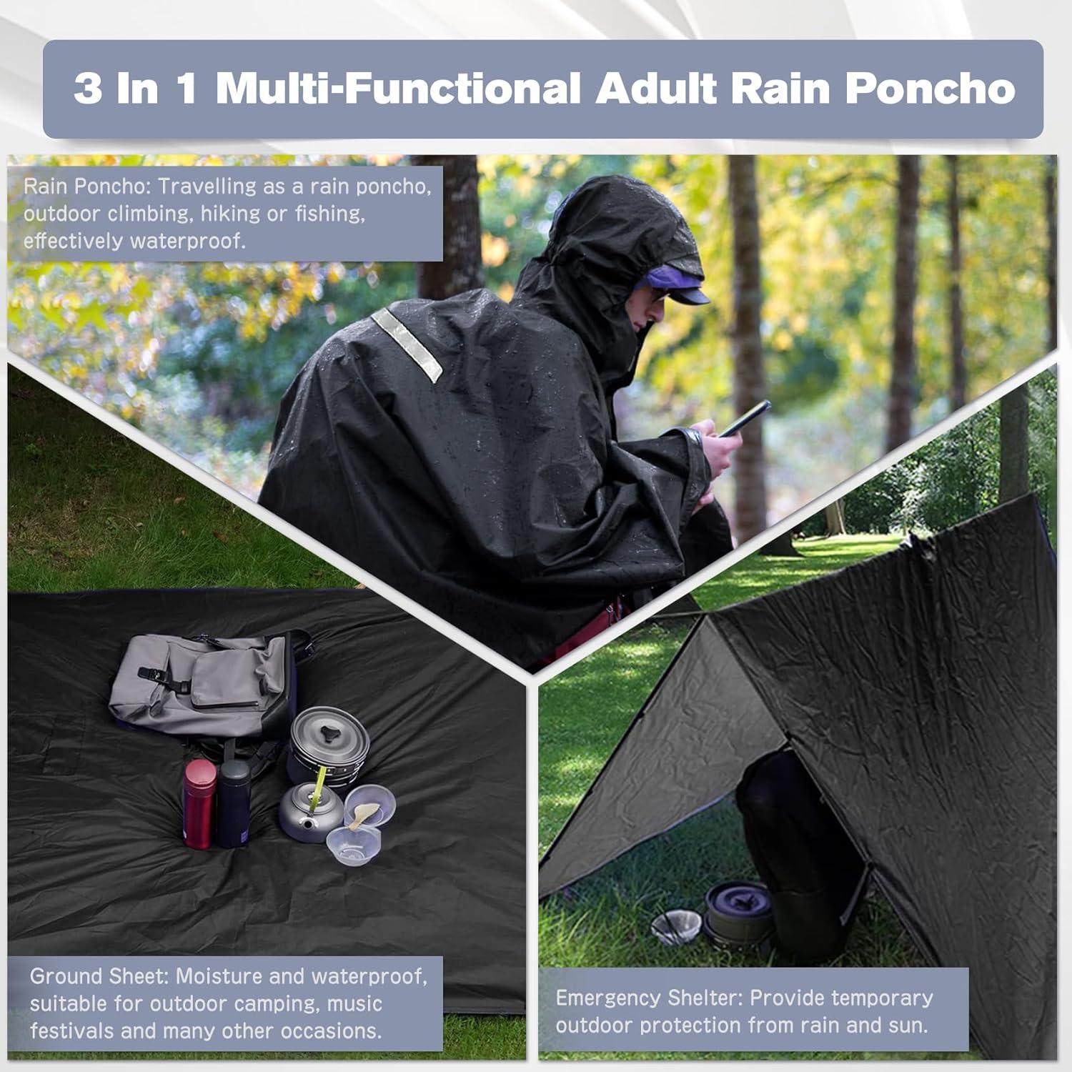 Poncho de Lluvia Roctee Unisex Impermeable con Capucha 210cm