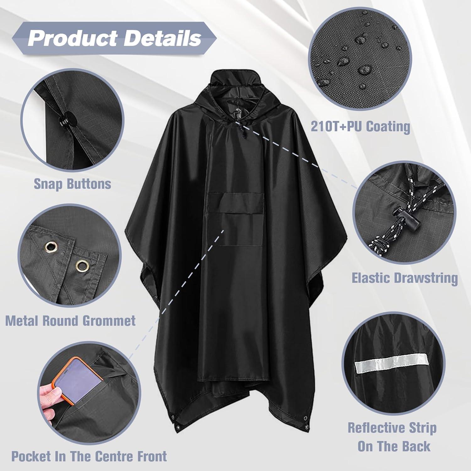 Poncho de Lluvia Roctee Unisex Impermeable con Capucha 210cm