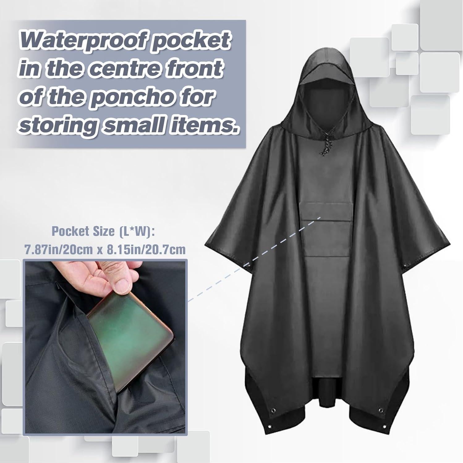 Poncho de Lluvia Roctee Unisex Impermeable con Capucha 210cm