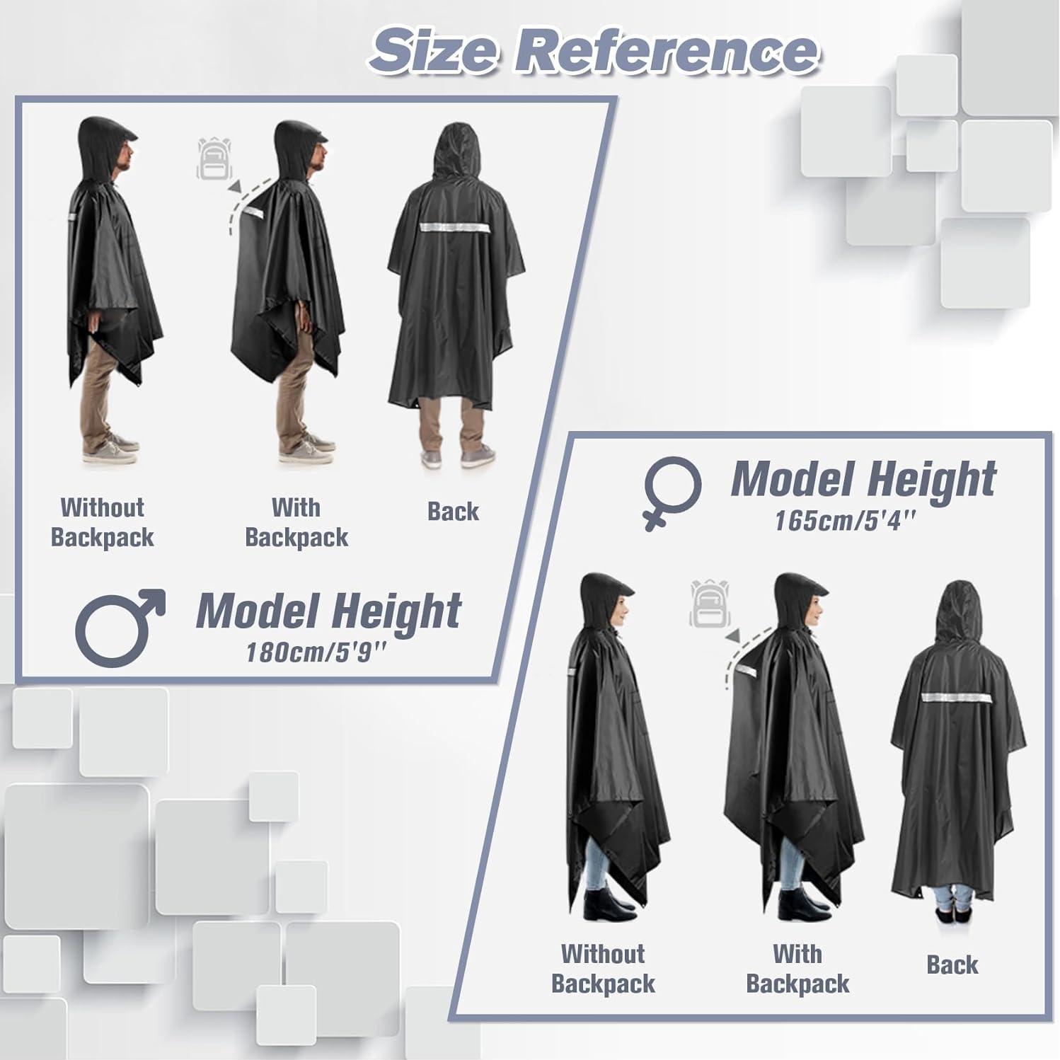 Poncho de Lluvia Roctee Unisex Impermeable con Capucha 210cm