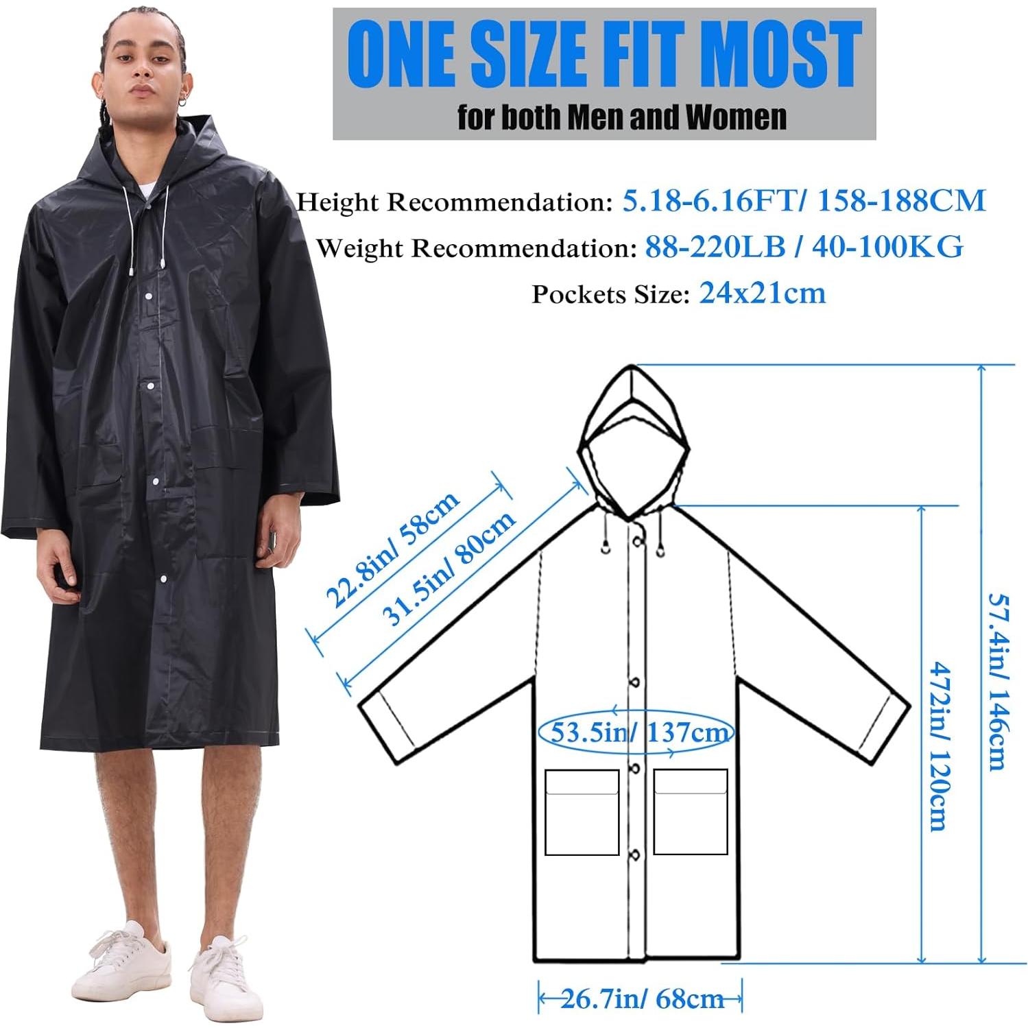 Ponchos de Lluvia Reutilizables HLKZONE - Paquete de 2 Adultos