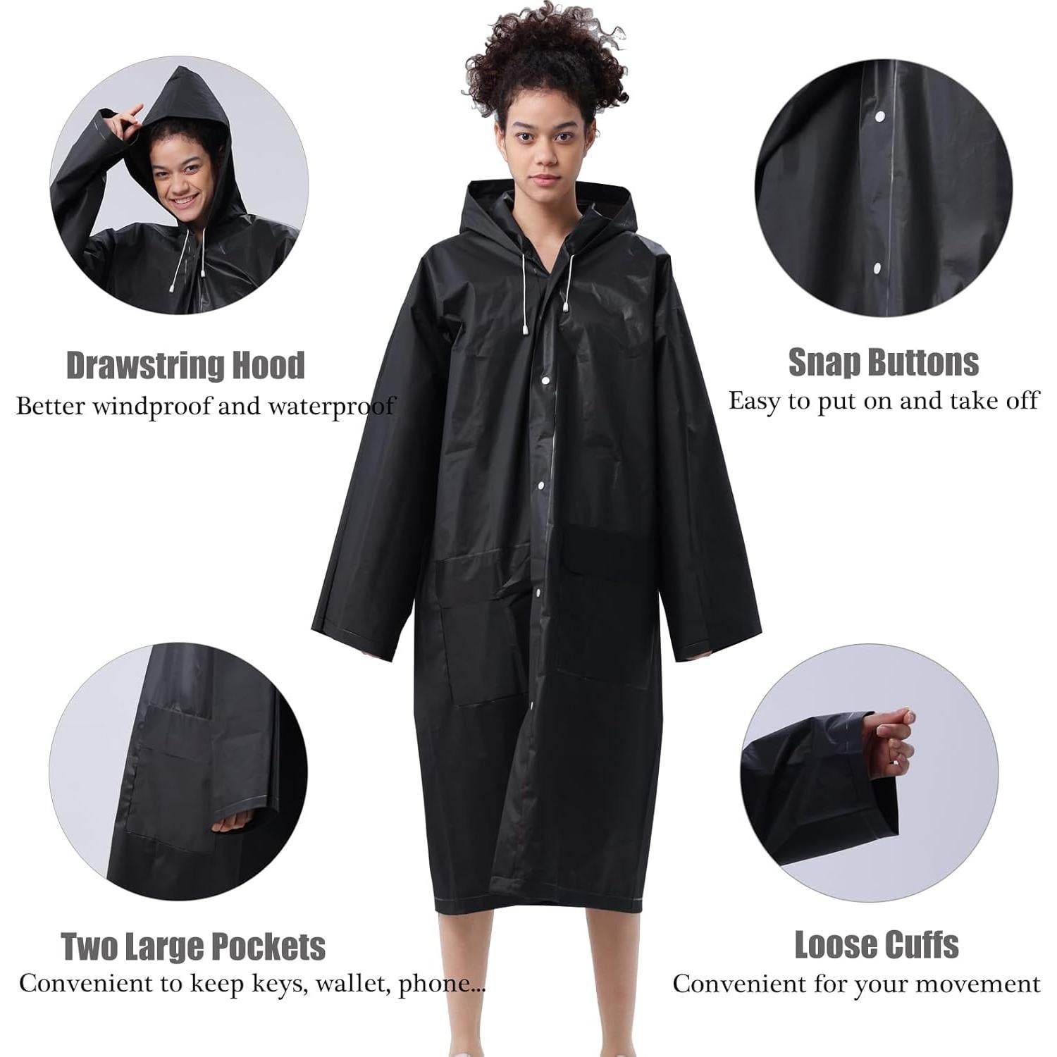 Ponchos de Lluvia Reutilizables HLKZONE - Paquete de 2 Adultos