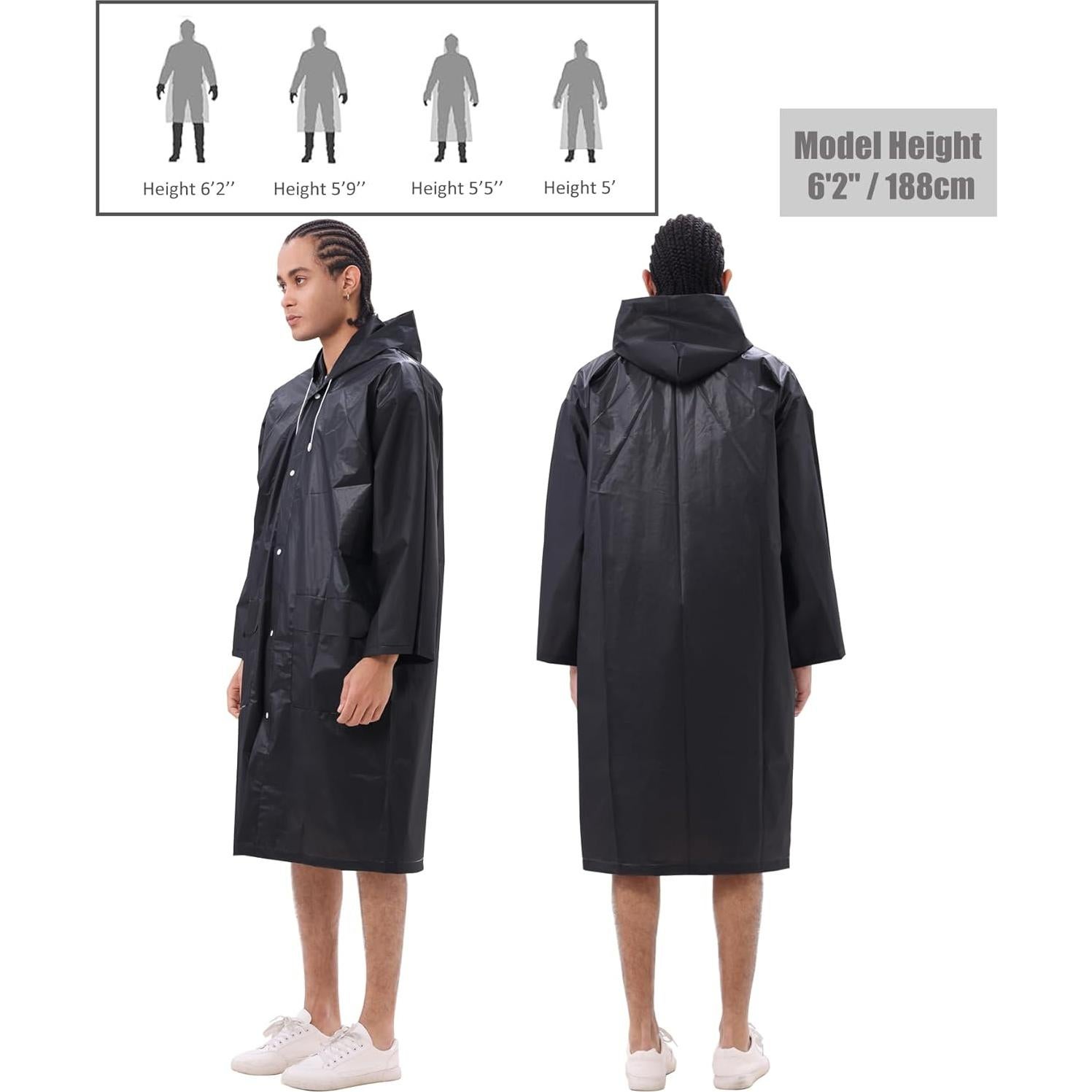 Ponchos de Lluvia Reutilizables HLKZONE - Paquete de 2 Adultos