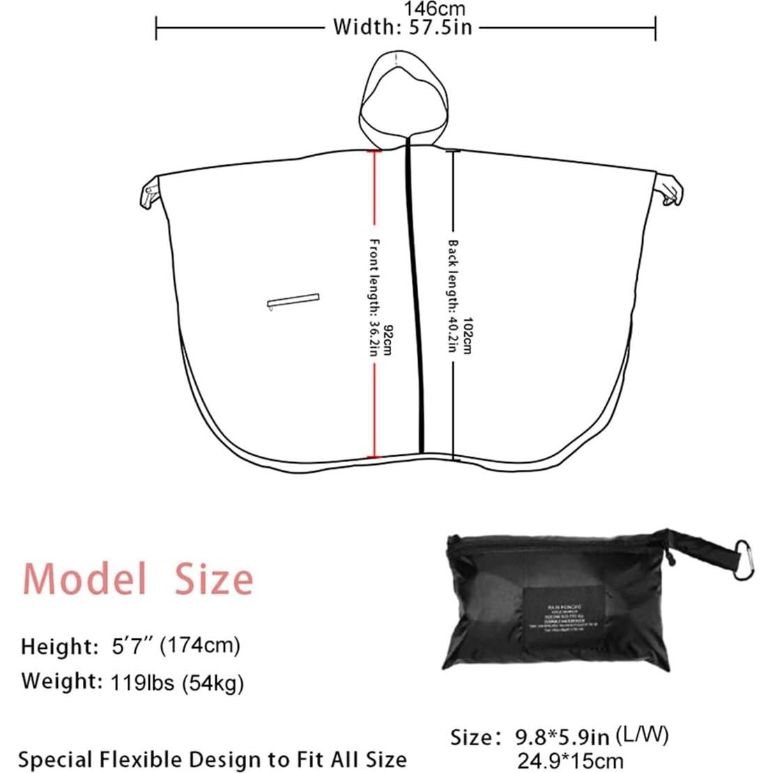 Poncho de Lluvia Impermeable con Capucha para Adultos