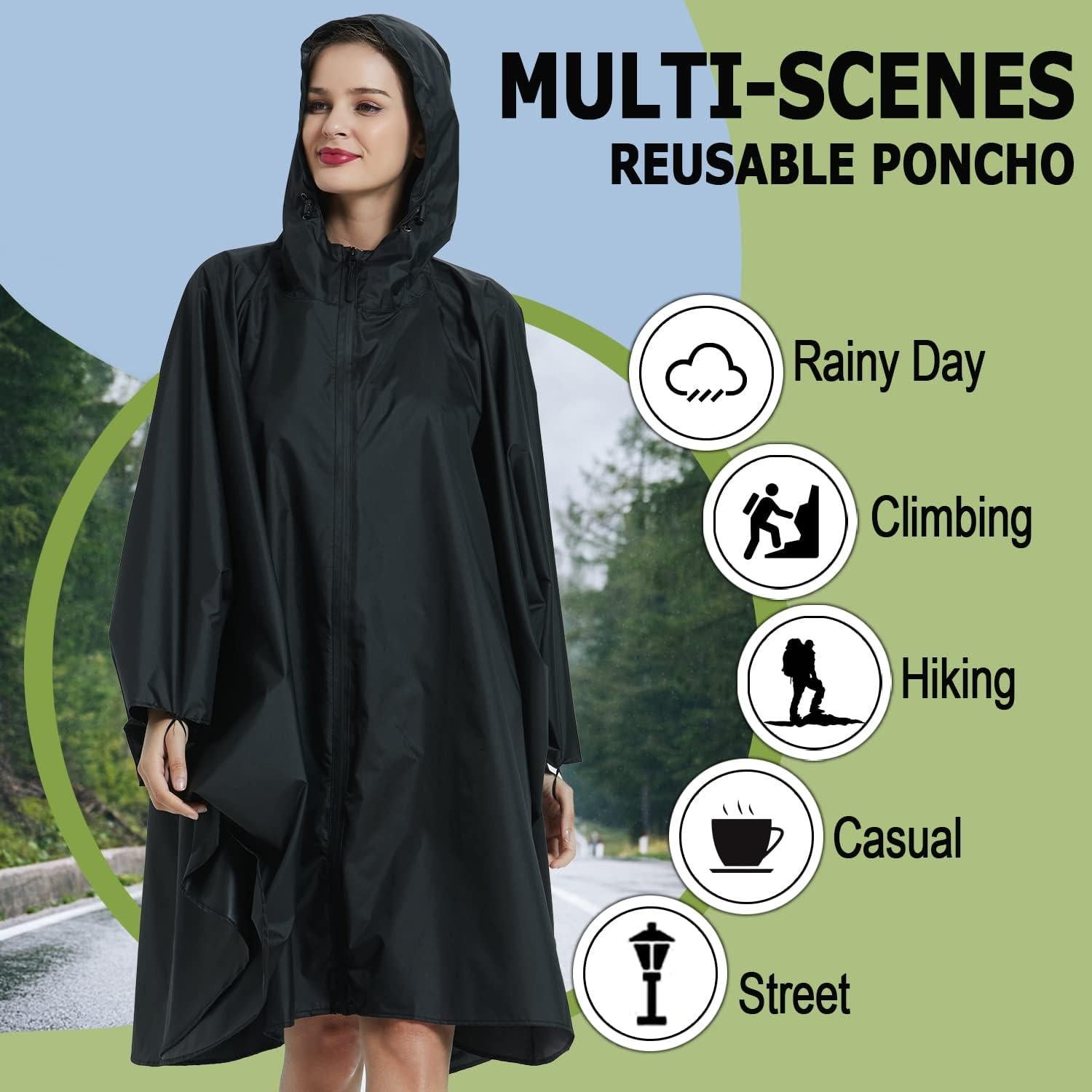 Poncho de Lluvia Impermeable con Capucha para Adultos