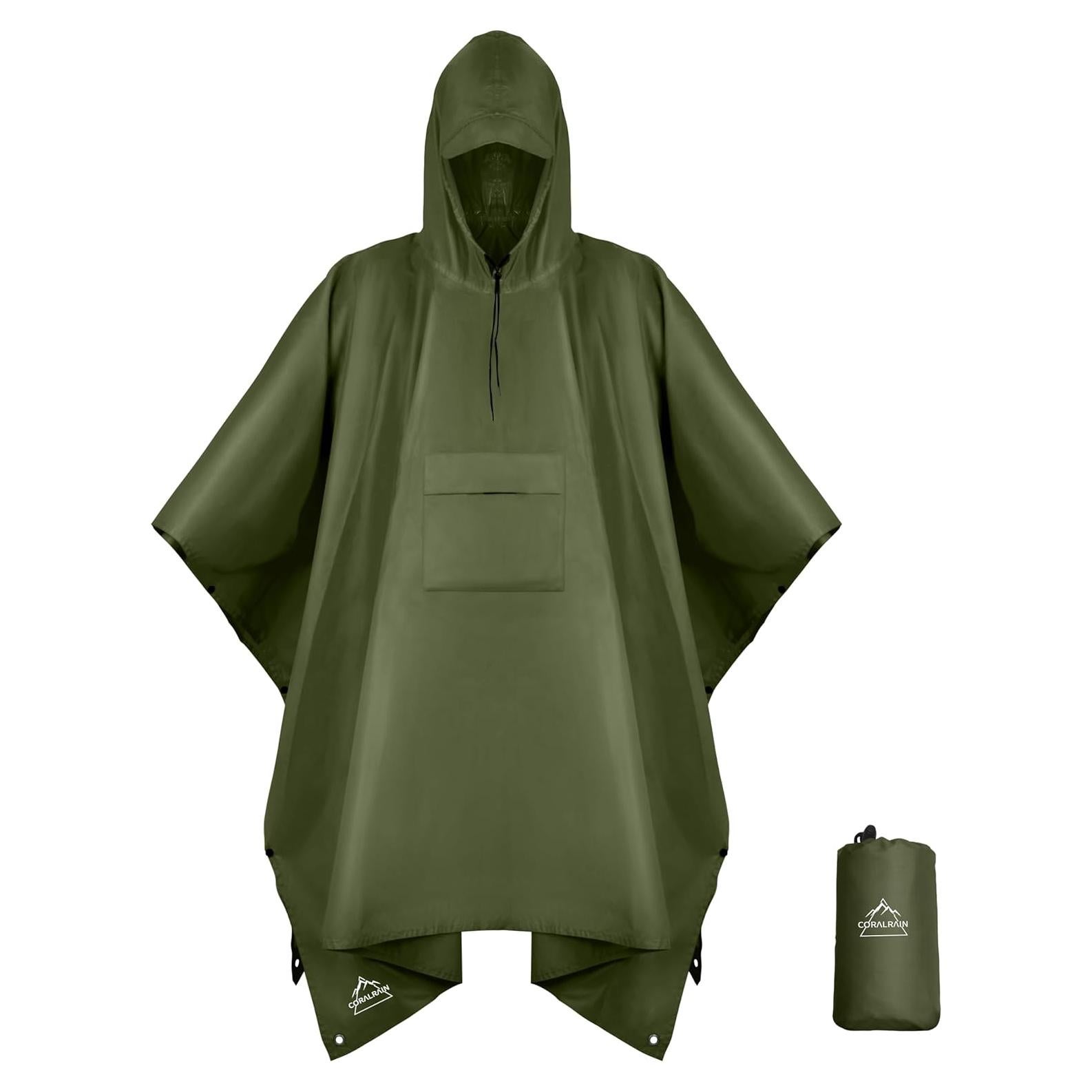 Poncho de Lluvia Coralrain Impermeable Unisex Verde 7000mm
