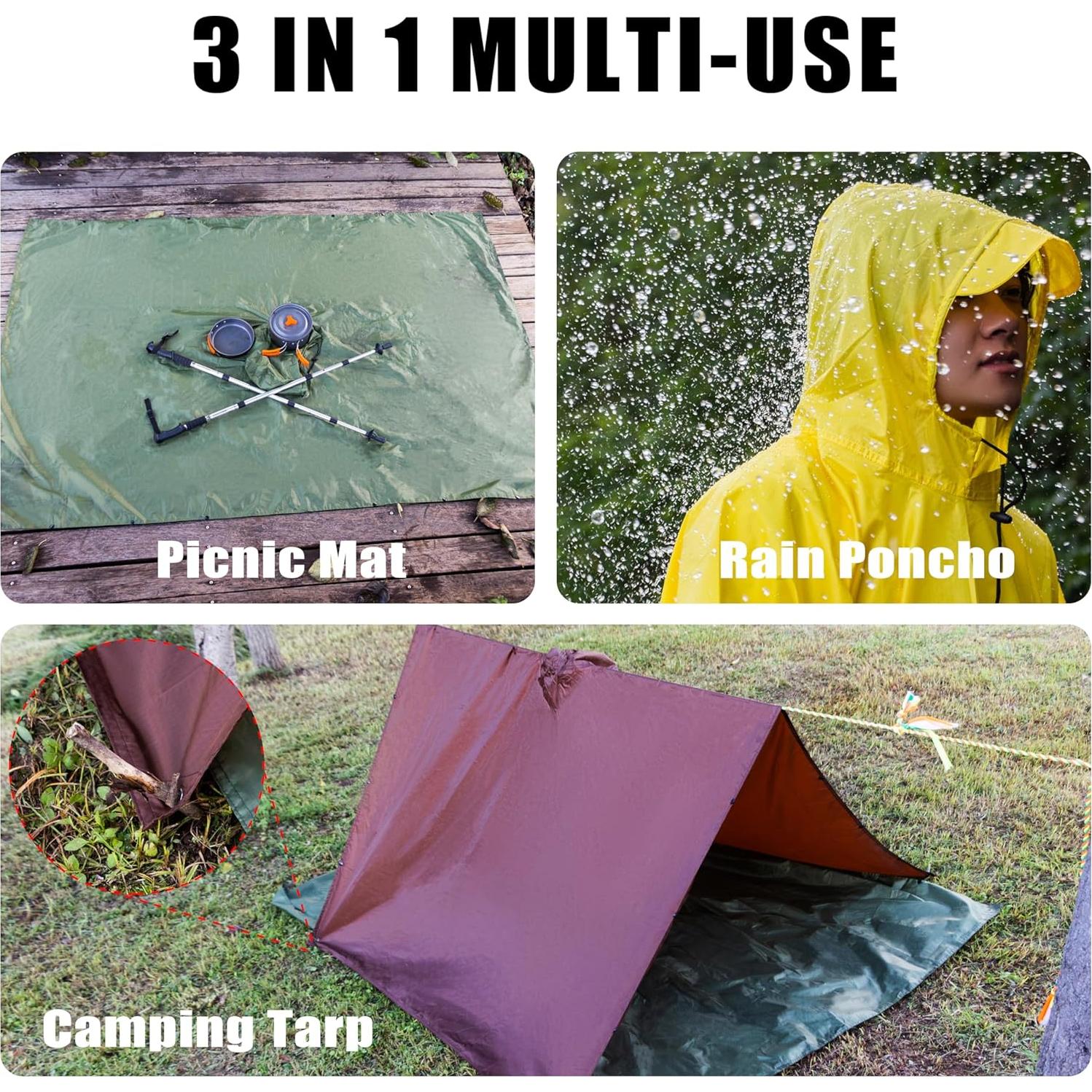 Poncho de Lluvia Coralrain Impermeable Unisex Verde 7000mm