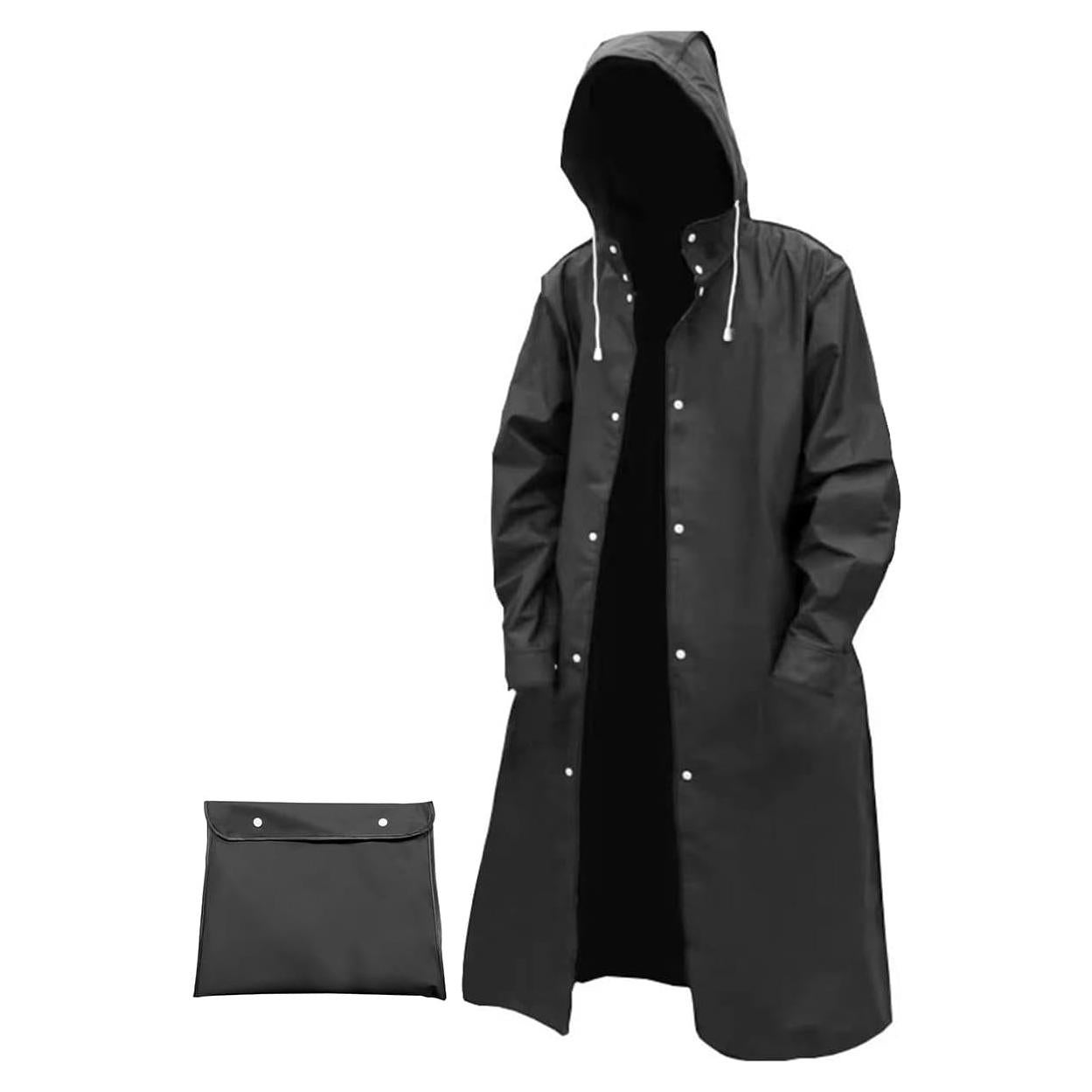 Abrigo de Lluvia Reutilizable EVA Negro XXL para Hombre