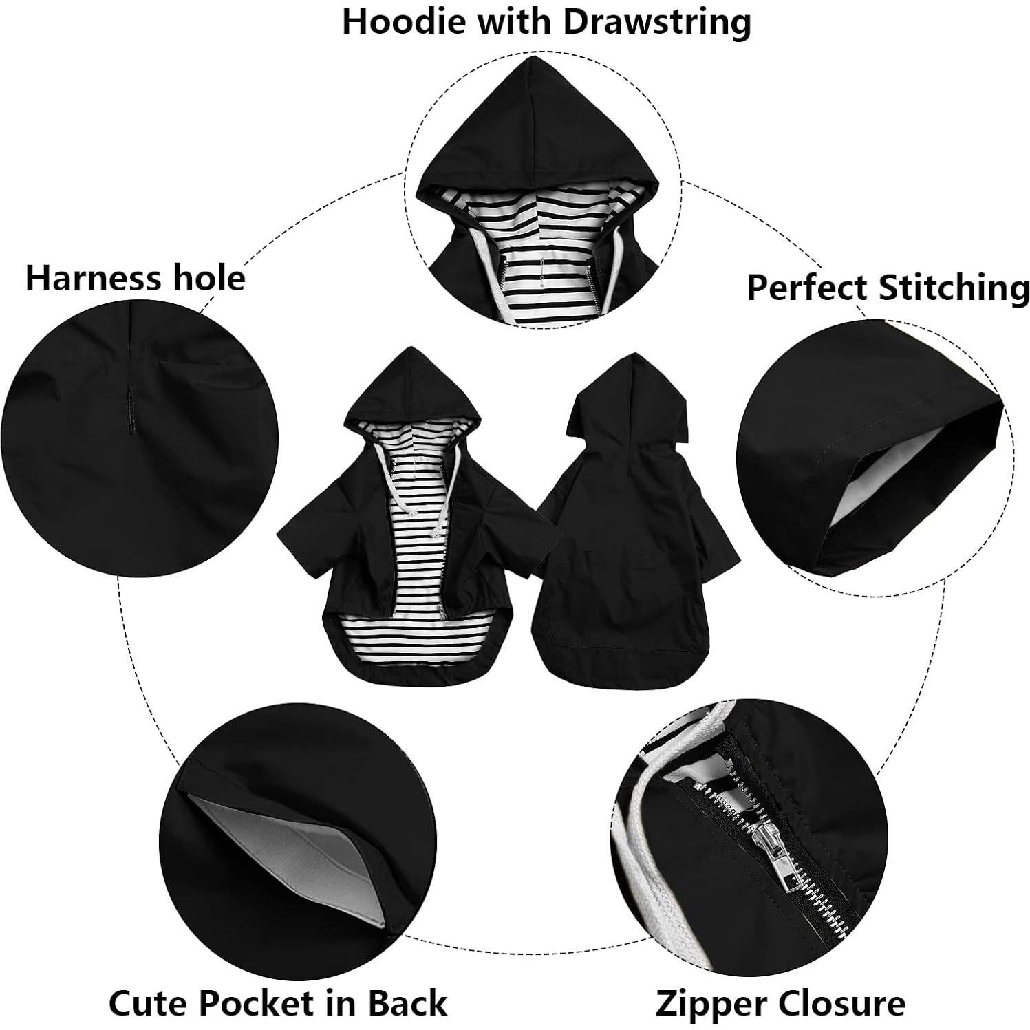 Impermeable para perros Morezi XL Negro - Chaqueta de lluvia