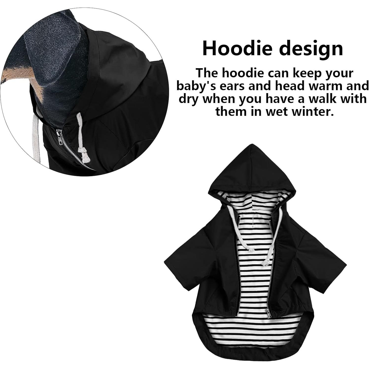 Impermeable para perros Morezi XL Negro - Chaqueta de lluvia