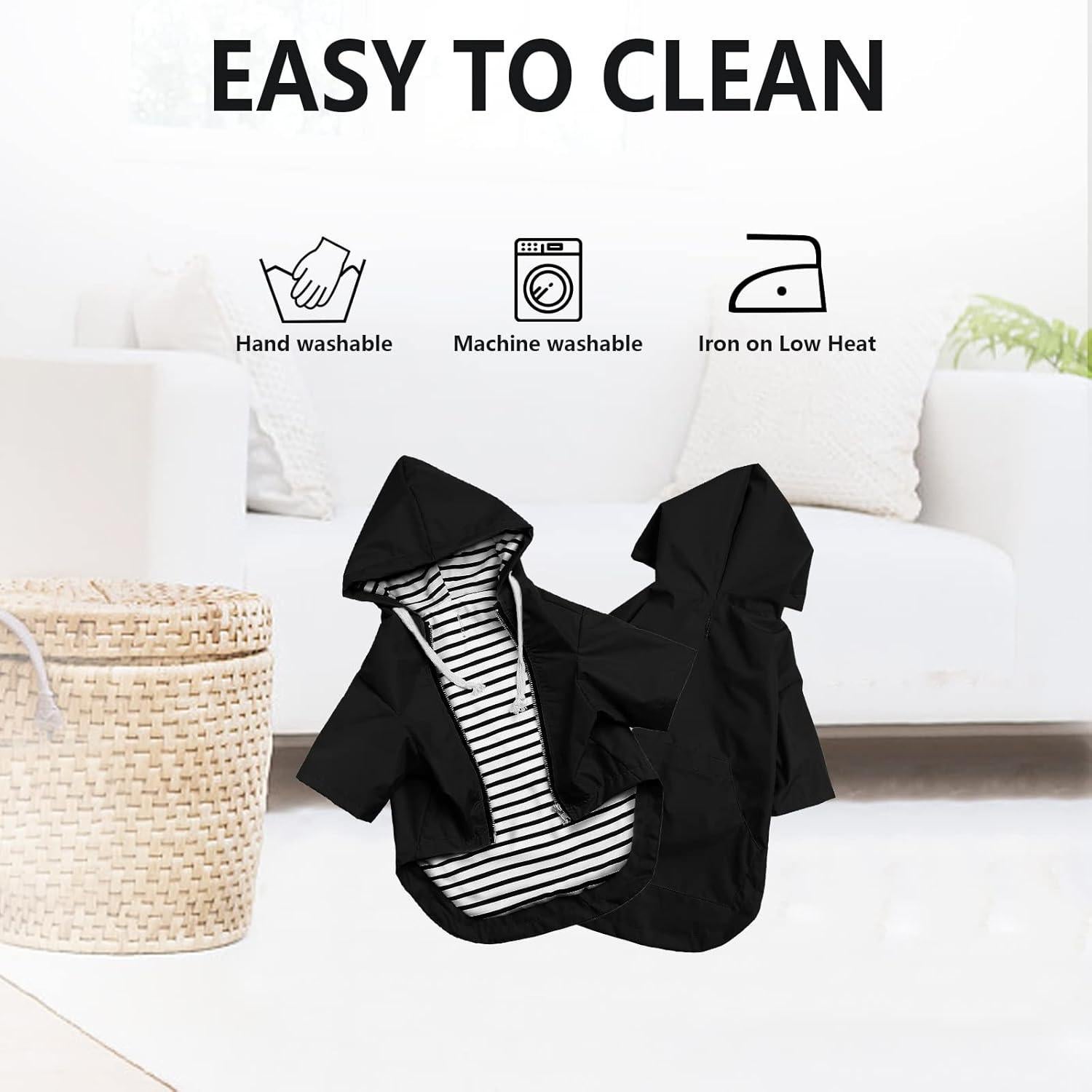 Impermeable para perros Morezi XL Negro - Chaqueta de lluvia