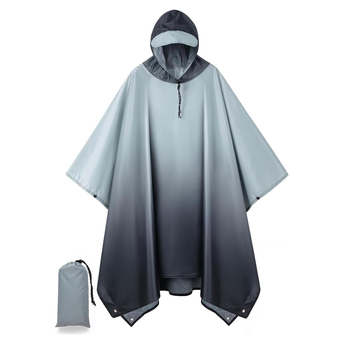 Poncho de Lluvia Impermeable POWINSUN Talla Única Gris Gradiente