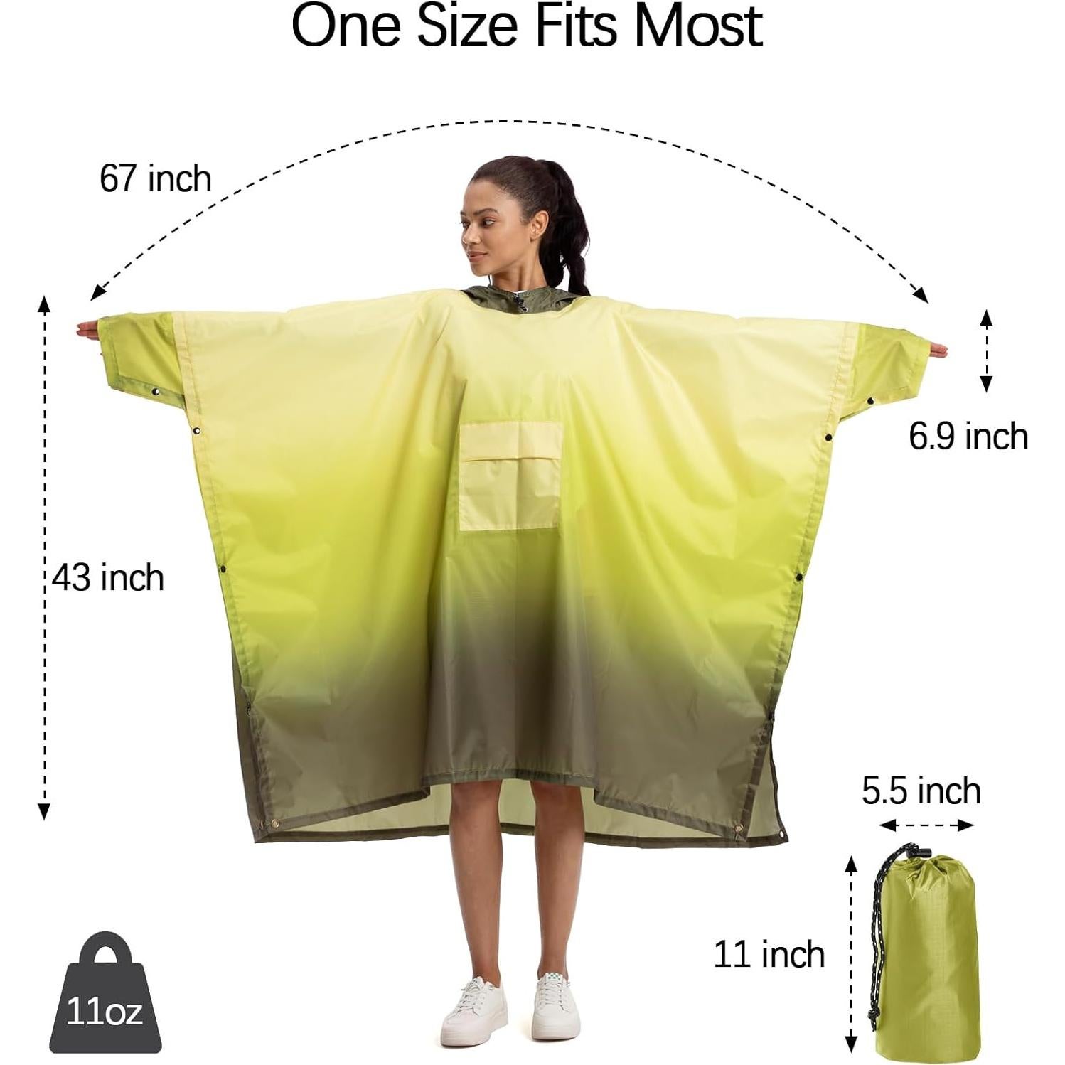 Poncho de Lluvia NUUR Impermeable para Mujeres Unisex S-XXL
