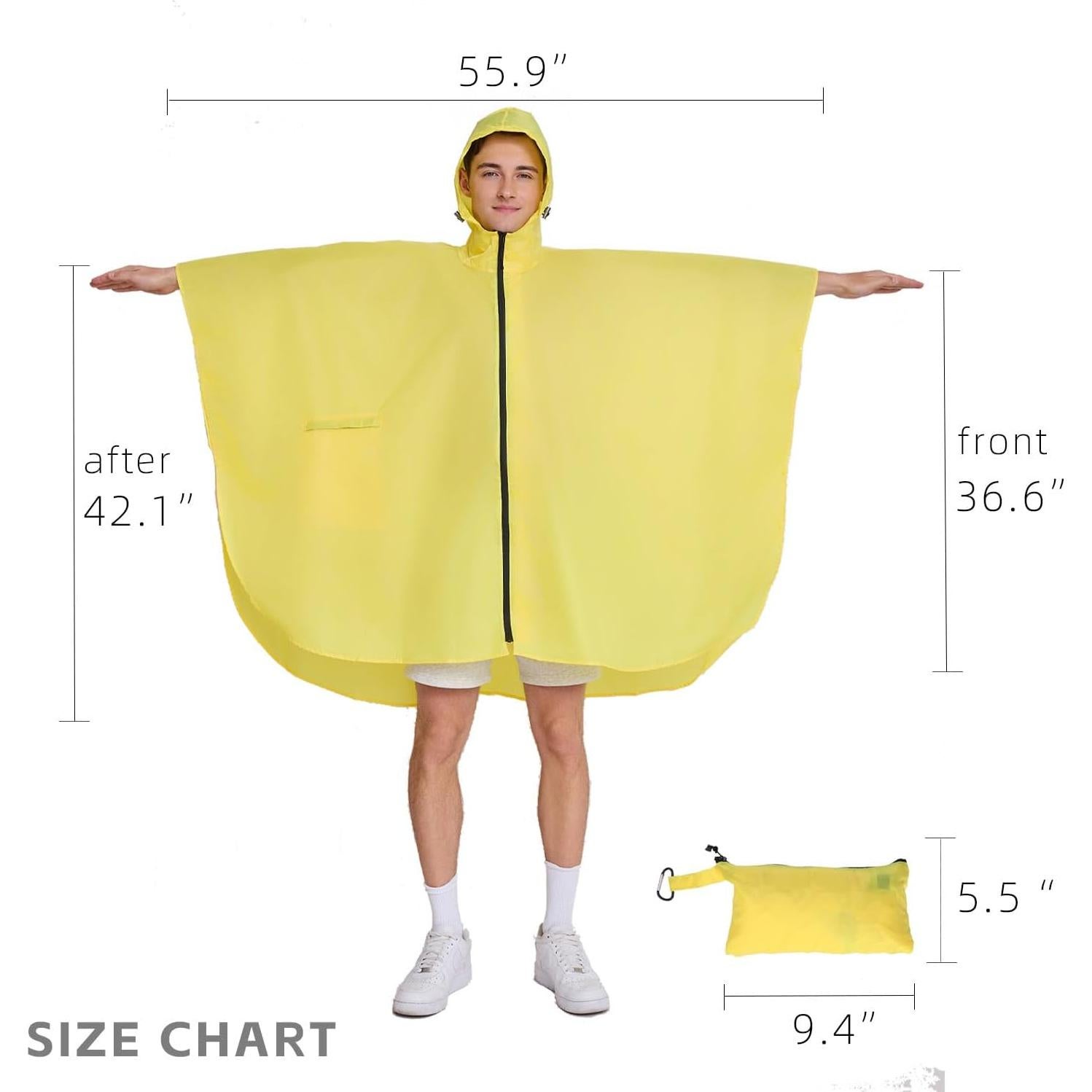 Capa Impermeable Poncho Unisex Adulto Amarillo con Capucha