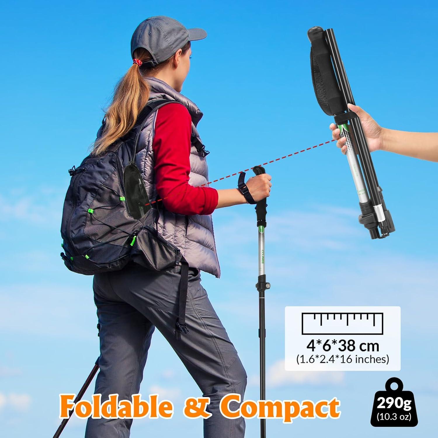 Bastón de Senderismo Plegable CLINE 135 cm Aluminio Negro