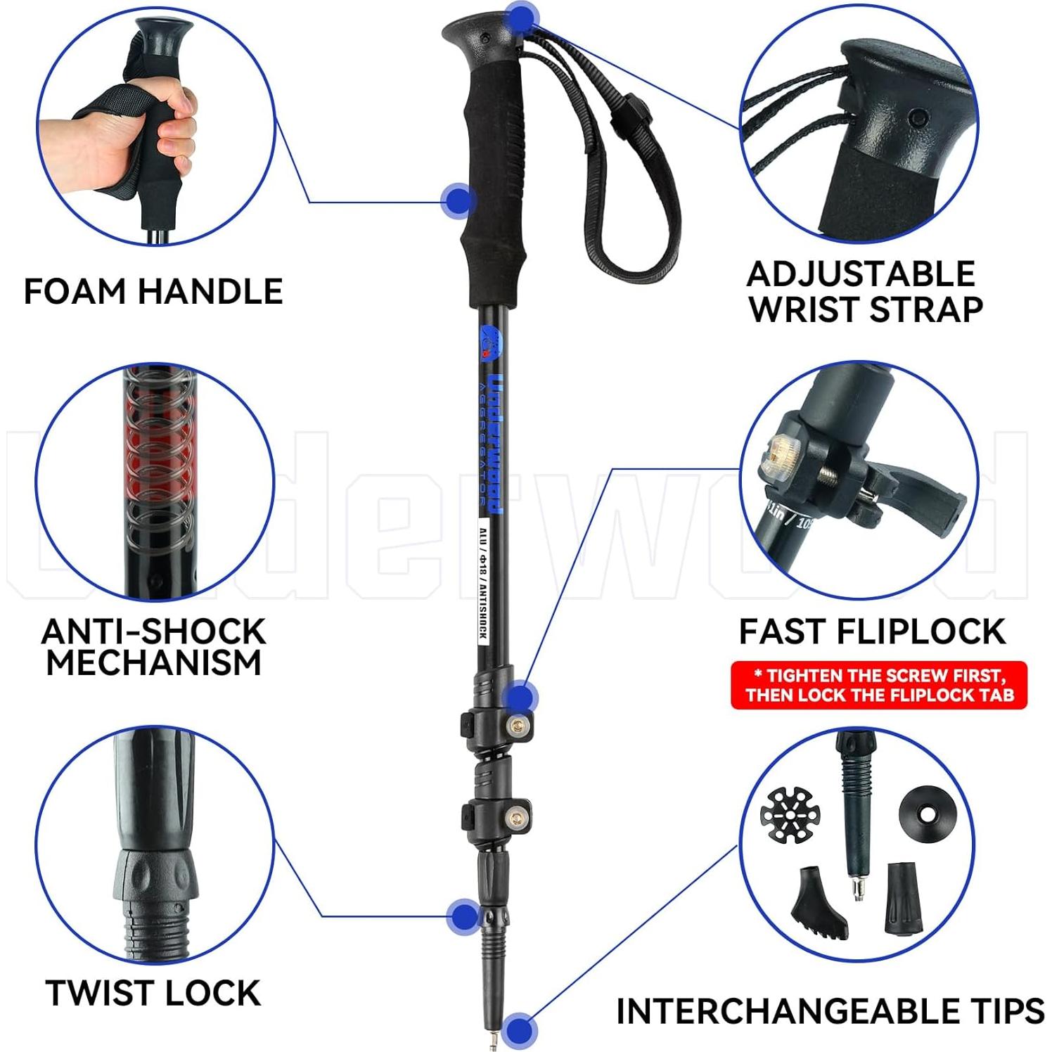 Bastones de Trekking Plegables Underwood 2 Piezas Aluminio