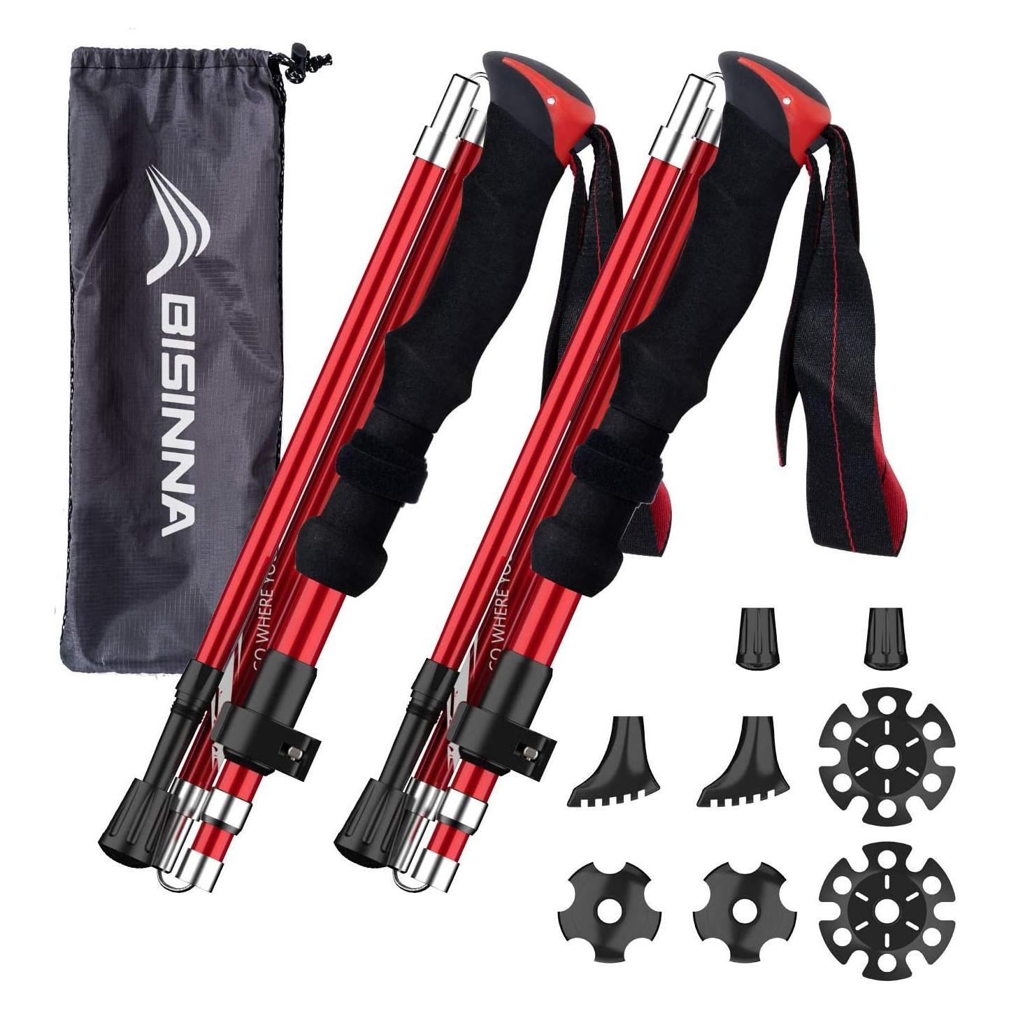 Bastones de Senderismo Plegables BISINNA Aluminio 95-110cm - 2 Piezas