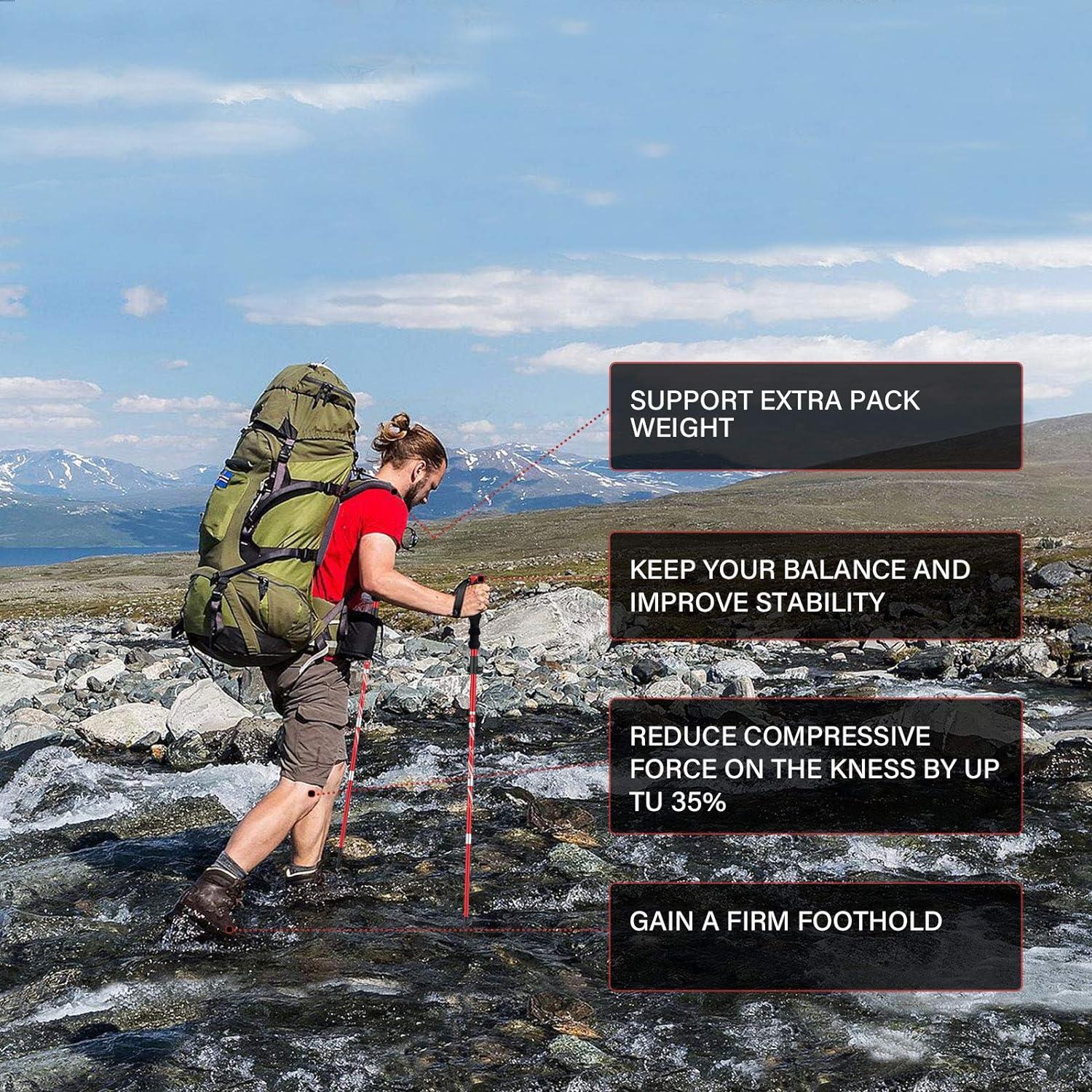 Bastones de Senderismo Plegables BISINNA Aluminio 95-110cm - 2 Piezas