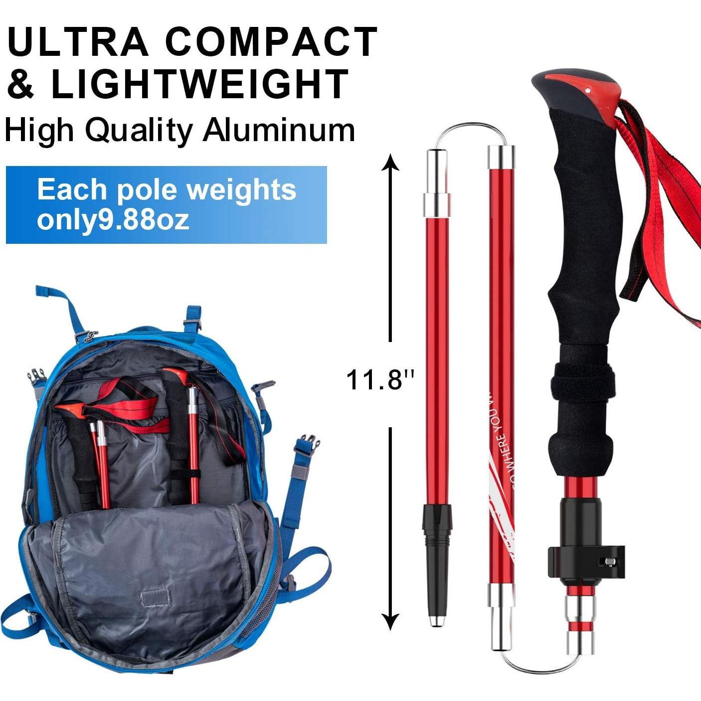 Bastones de Senderismo Plegables BISINNA Aluminio 95-110cm - 2 Piezas