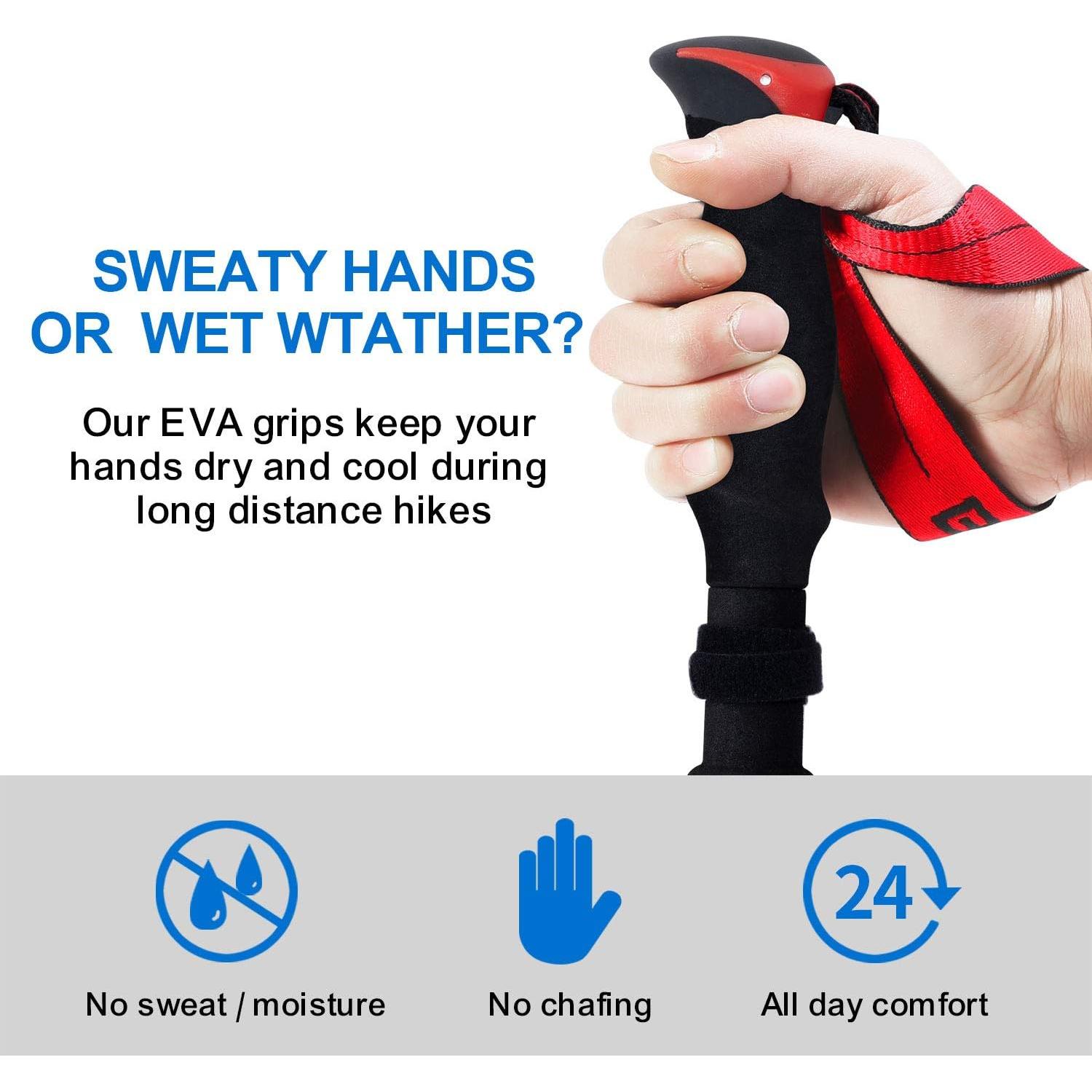 Bastones de Senderismo Plegables BISINNA Aluminio 95-110cm - 2 Piezas