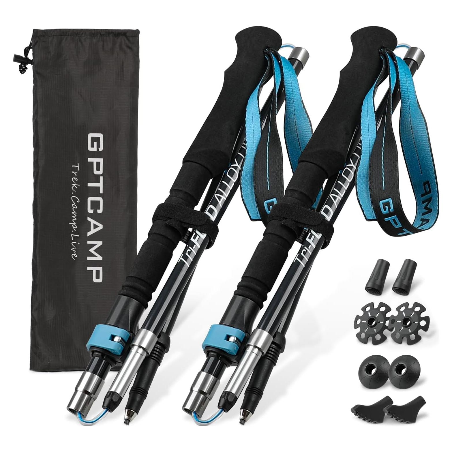 Bastones de Senderismo Plegables GPTCAMP Carbono-Aluminio 2pcs
