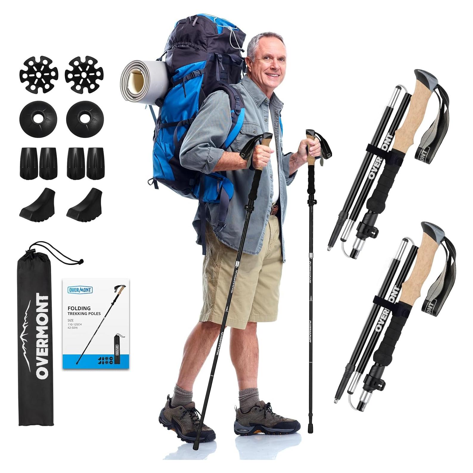 Bastones de Senderismo Plegables Overmont de Aluminio 7075 - Set de 2