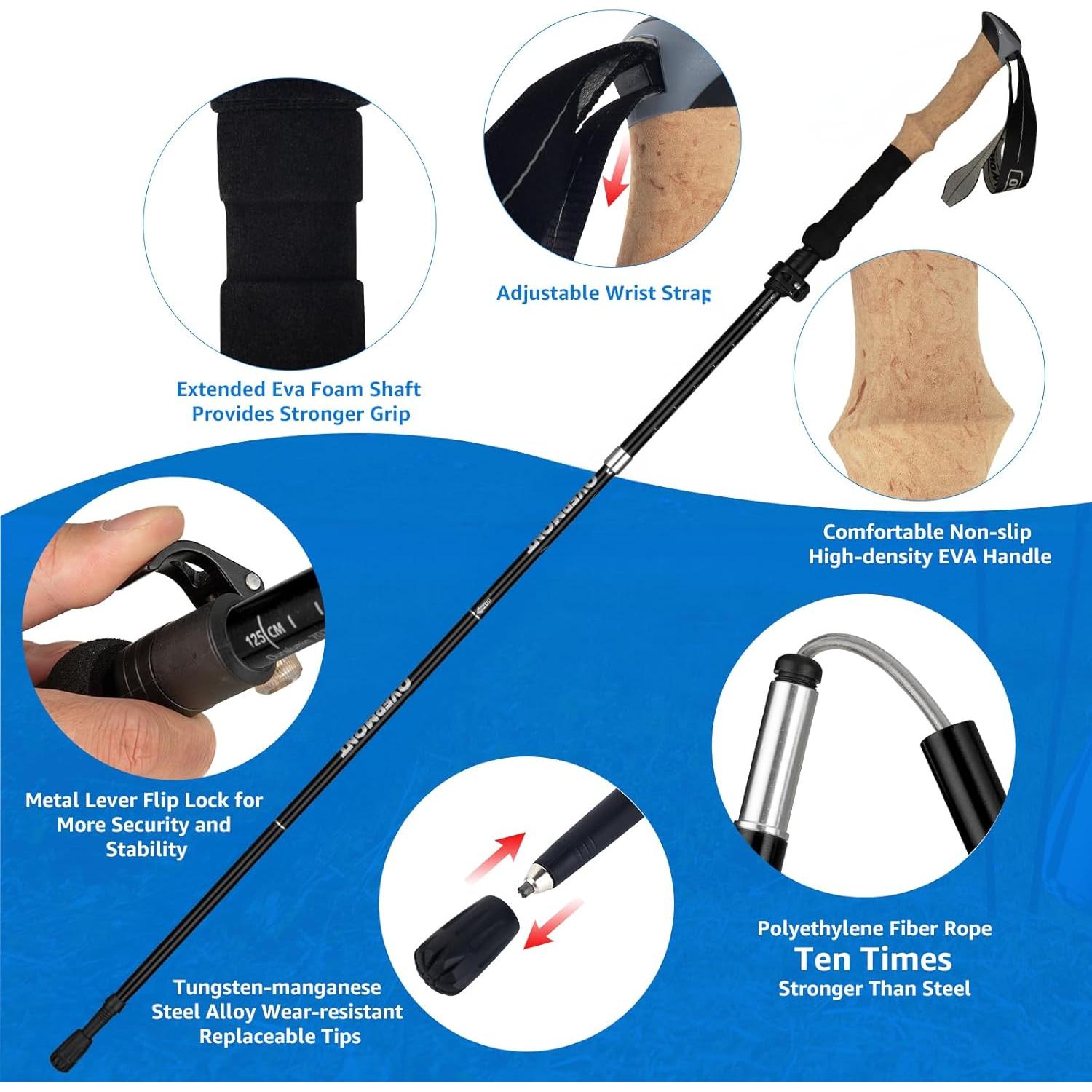 Bastones de Senderismo Plegables Overmont de Aluminio 7075 - Set de 2