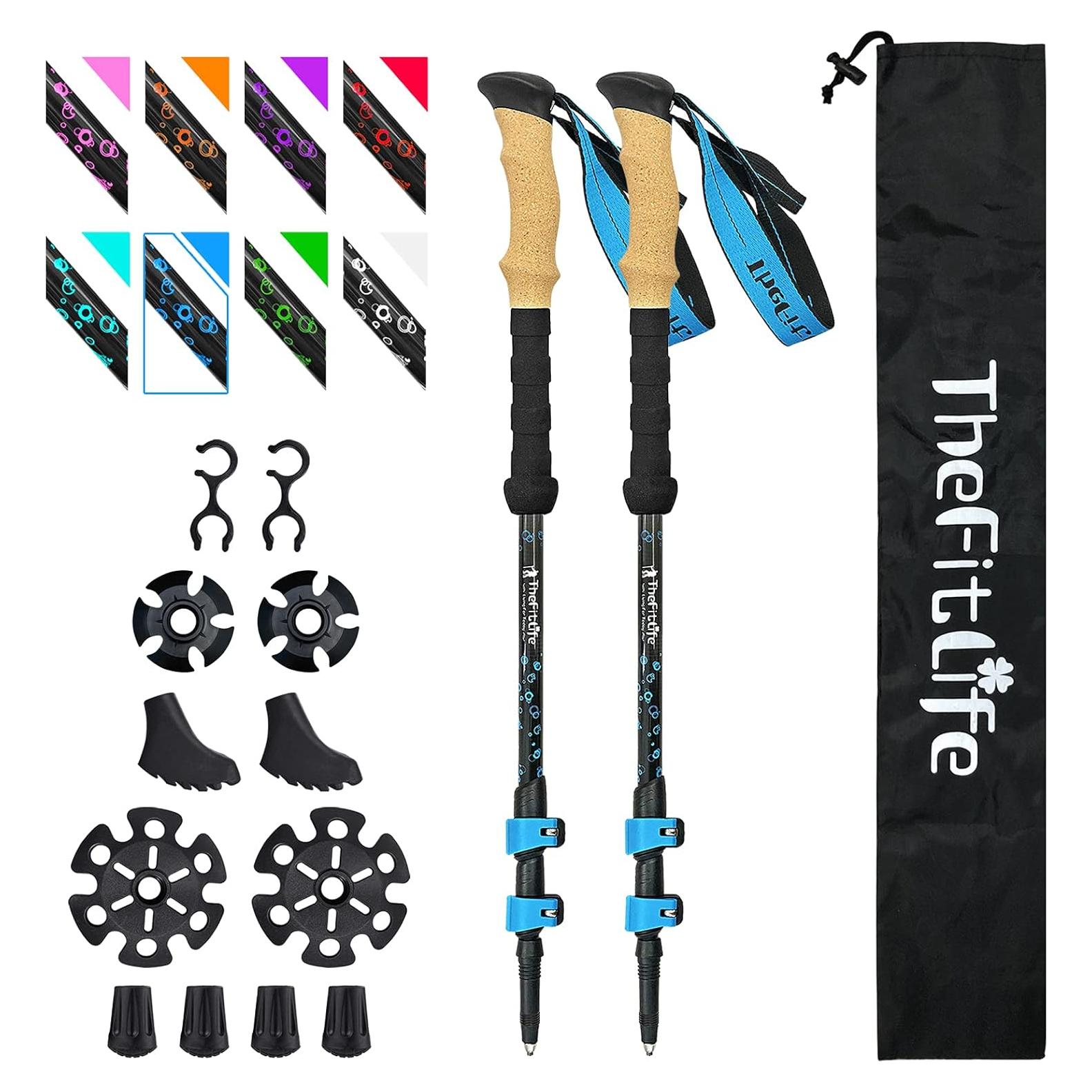 Bastones de Senderismo TheFitLife de Fibra de Carbono 135 cm