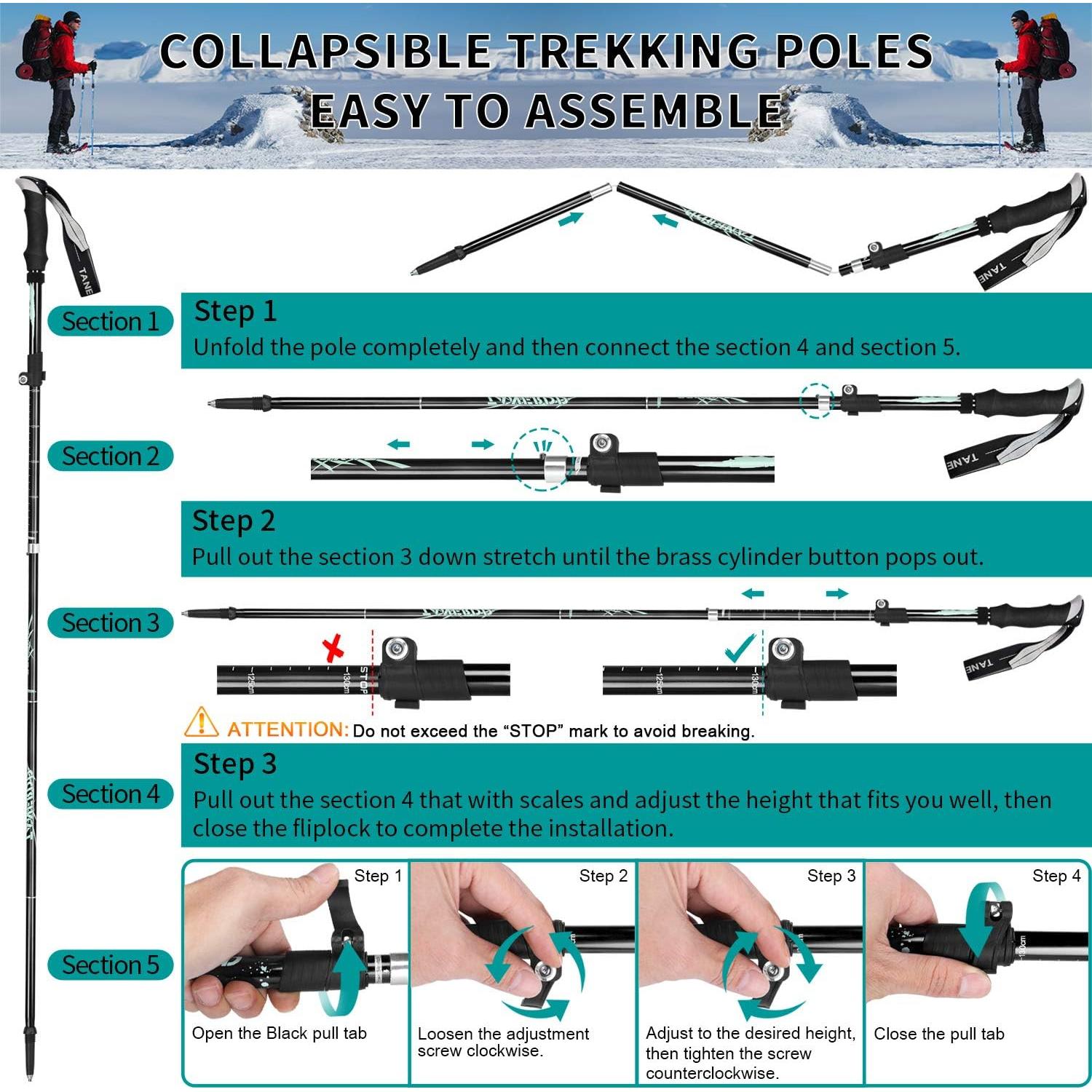 Bastones de Senderismo Plegables Esup de Aluminio 7075 - 2 Piezas