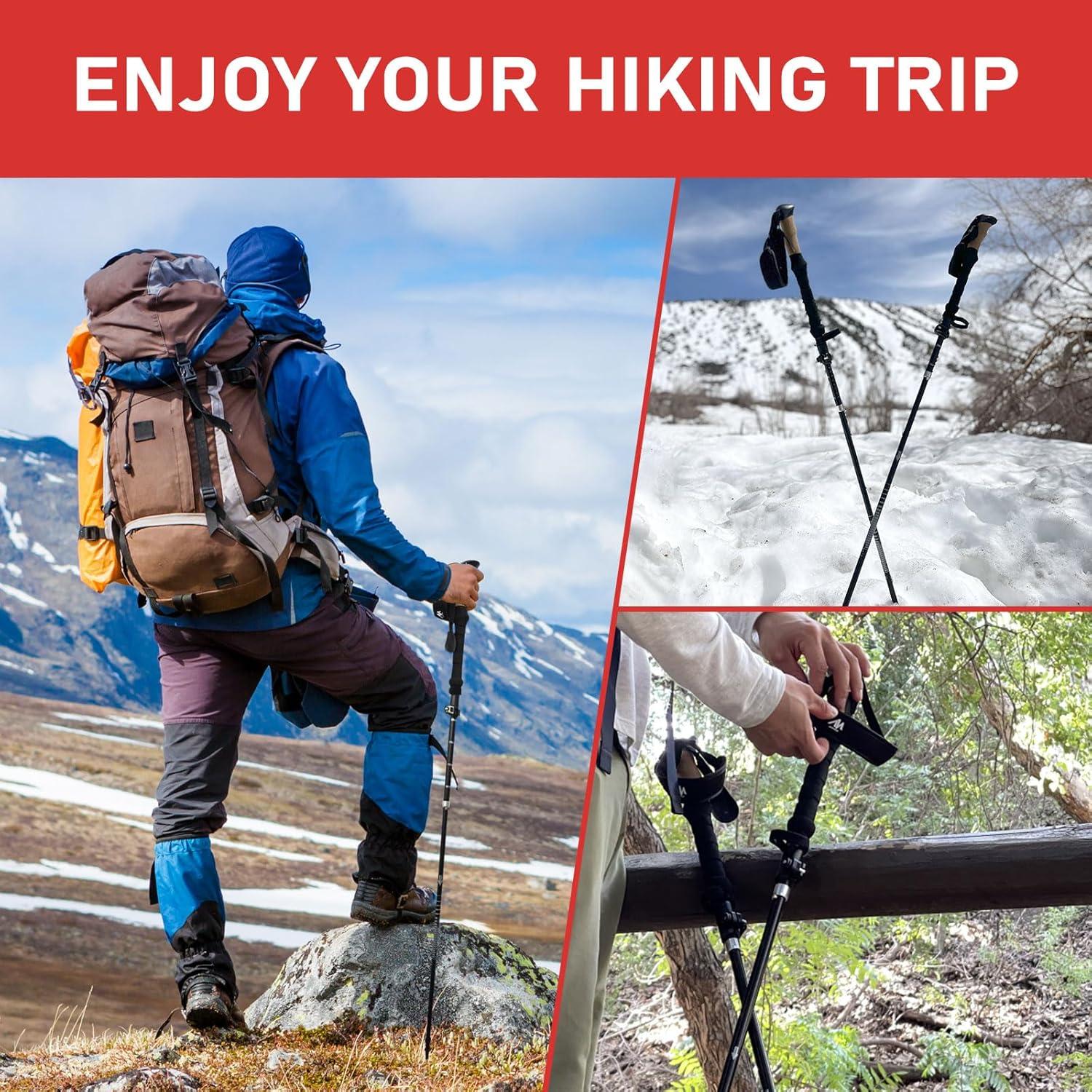 Bastones de Senderismo Plegables AYAMAYA Aluminio 7075 114.8-135 cm