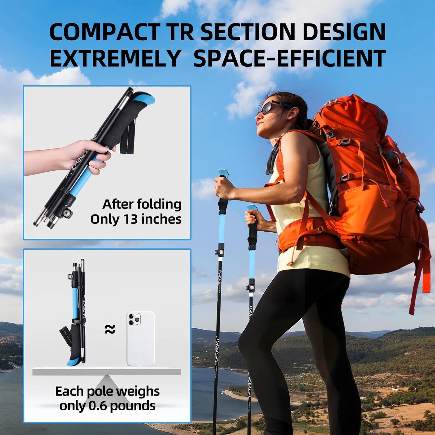 Bastones de Trekking Plegables Asjdzy con Brújula - 104 cm