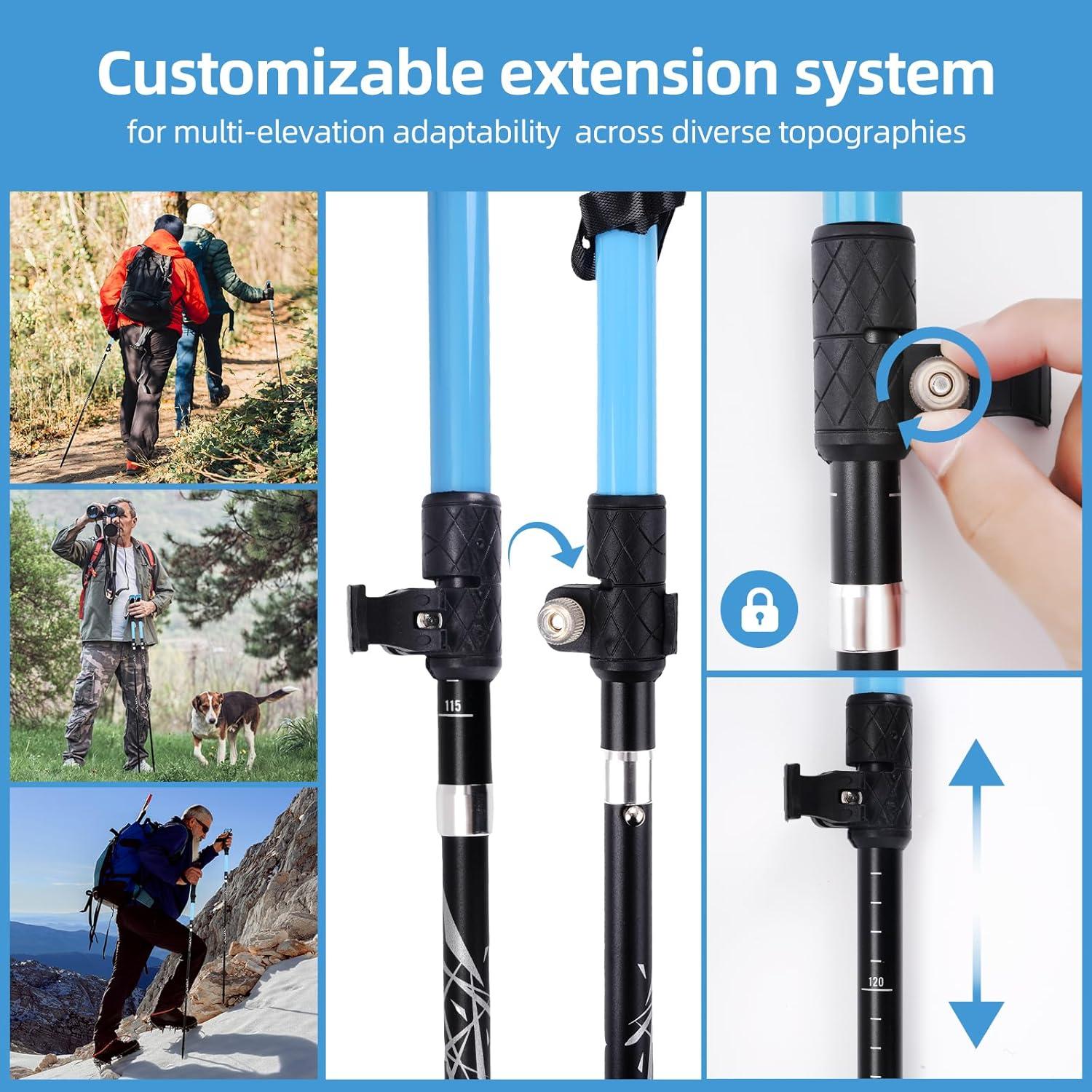 Bastones de Trekking Plegables Asjdzy con Brújula - 104 cm