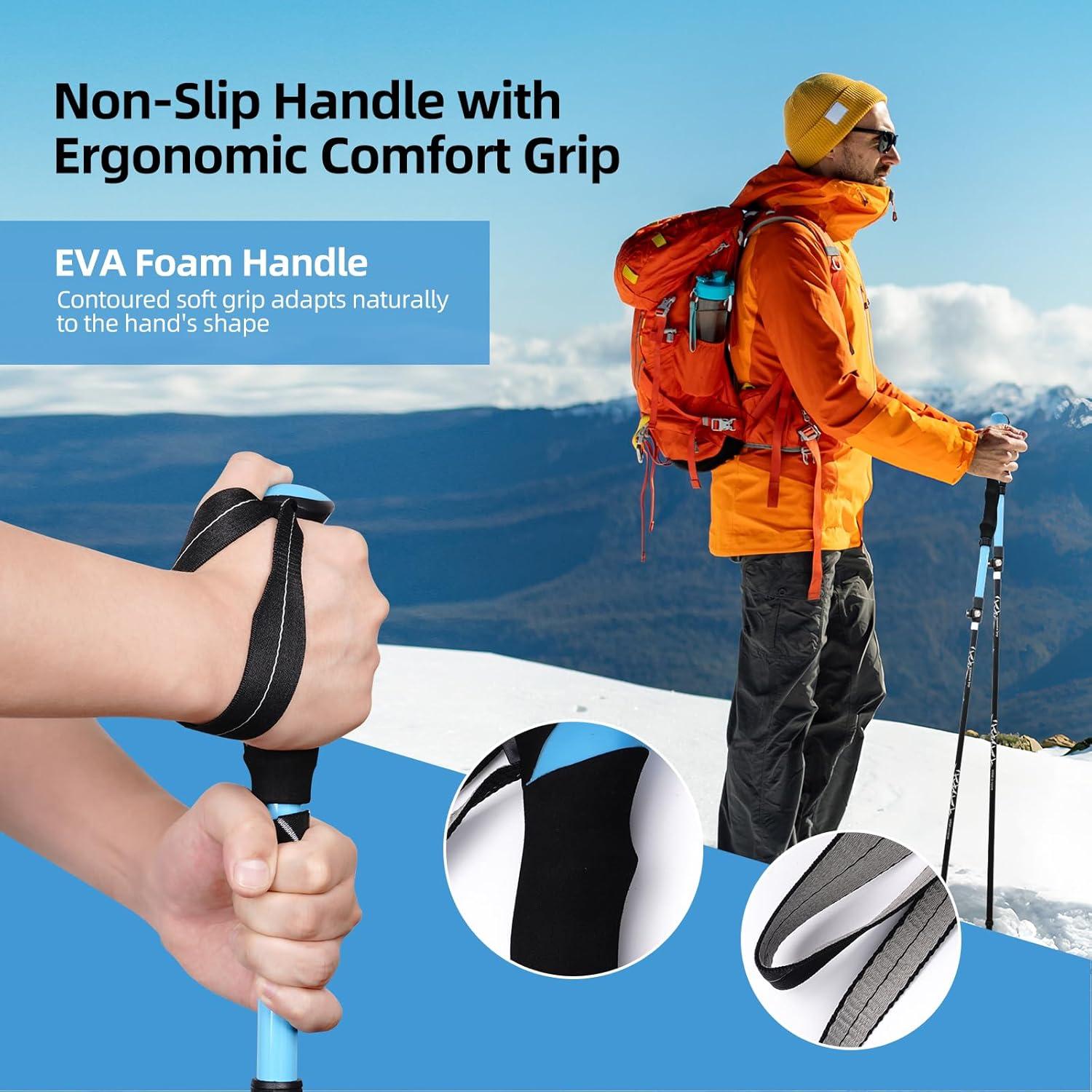 Bastones de Trekking Plegables Asjdzy con Brújula - 104 cm