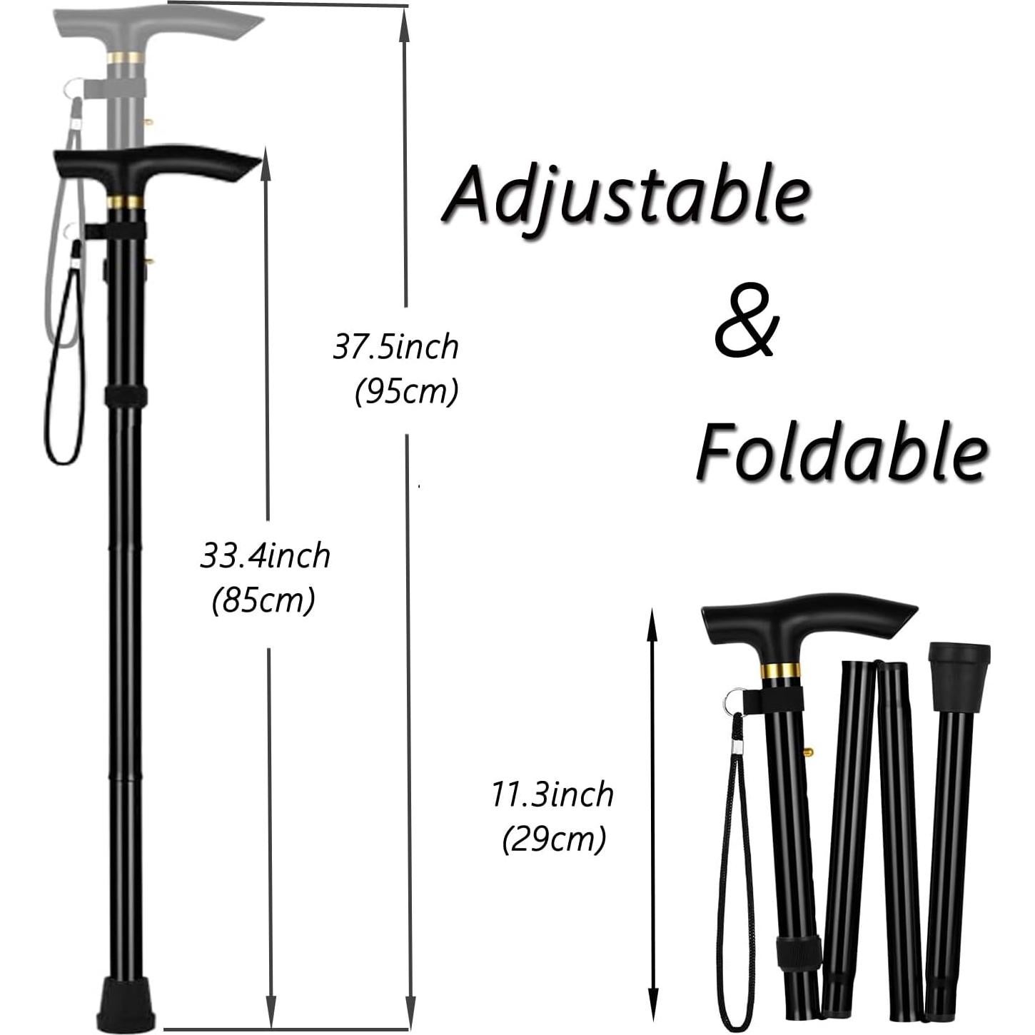 Bastón de Senderismo Plegable YOBOKO Aluminio Antideslizante 85-95 cm