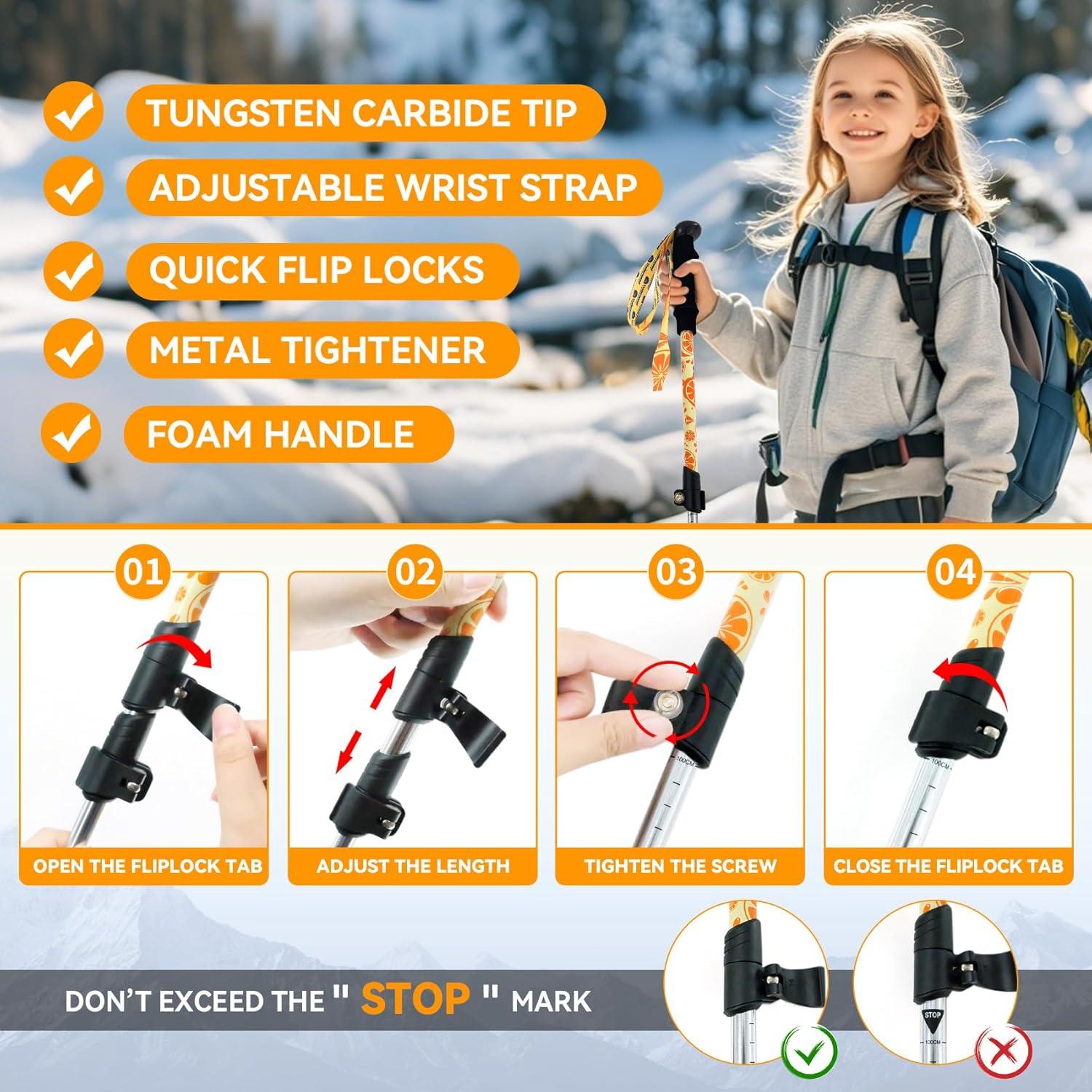 Bastones de Senderismo Plegables Underwood para Niños - 2 Piezas