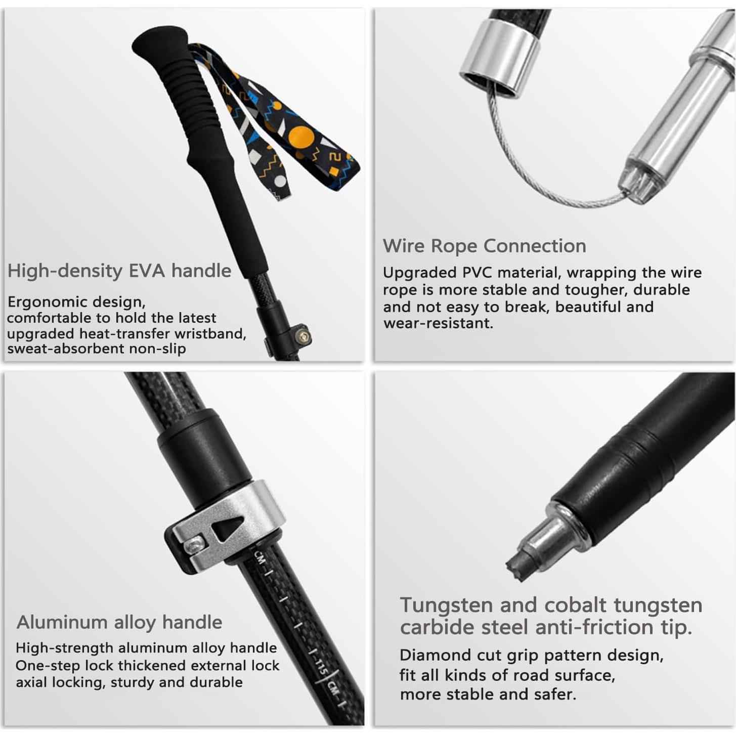 Bastones de Senderismo GBOWK A01 Plegables de Fibra de Carbono