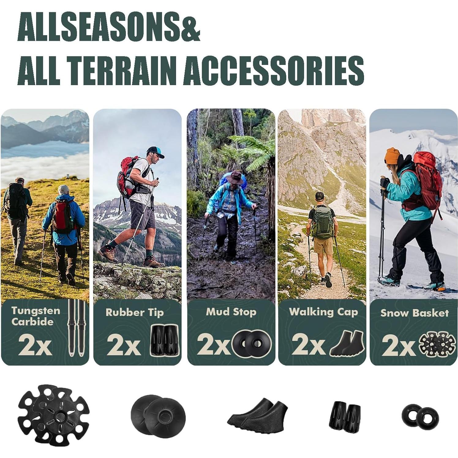 Bastones de Senderismo GBOWK A01 Plegables de Fibra de Carbono