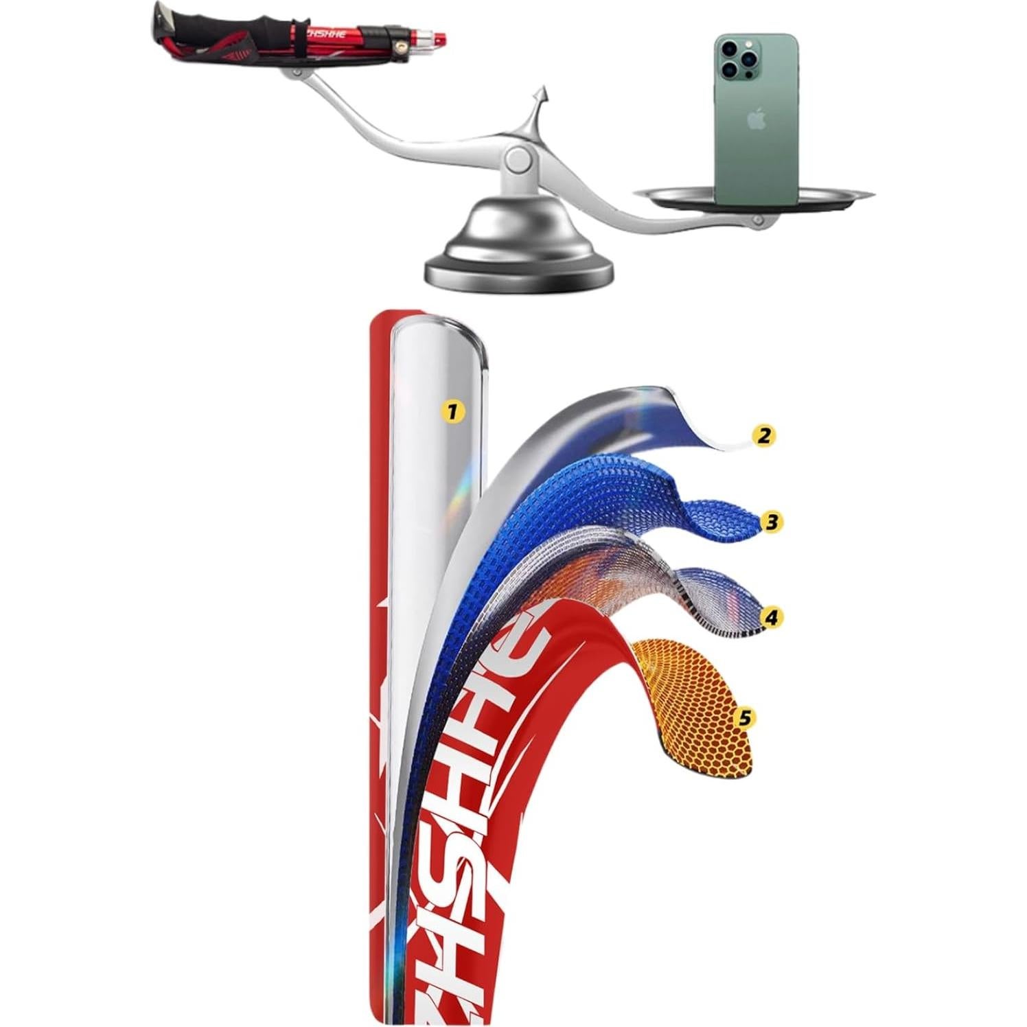 Bastón de Trekking Plegable Jahreszeit TUTURAL 110-130 cm